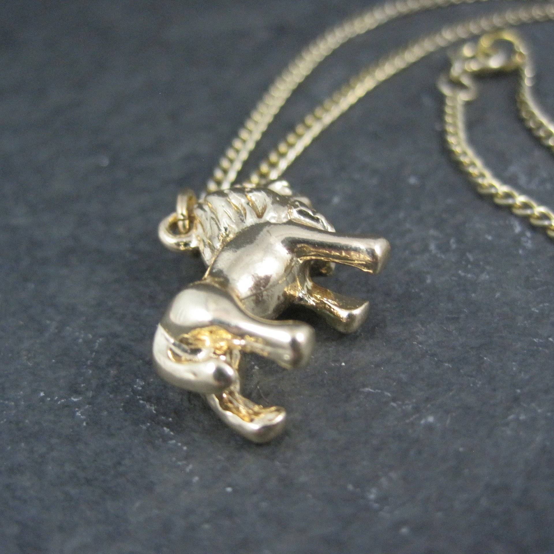 Vintage Gold Plated Lion Pendant Necklace Gum Ball Machine