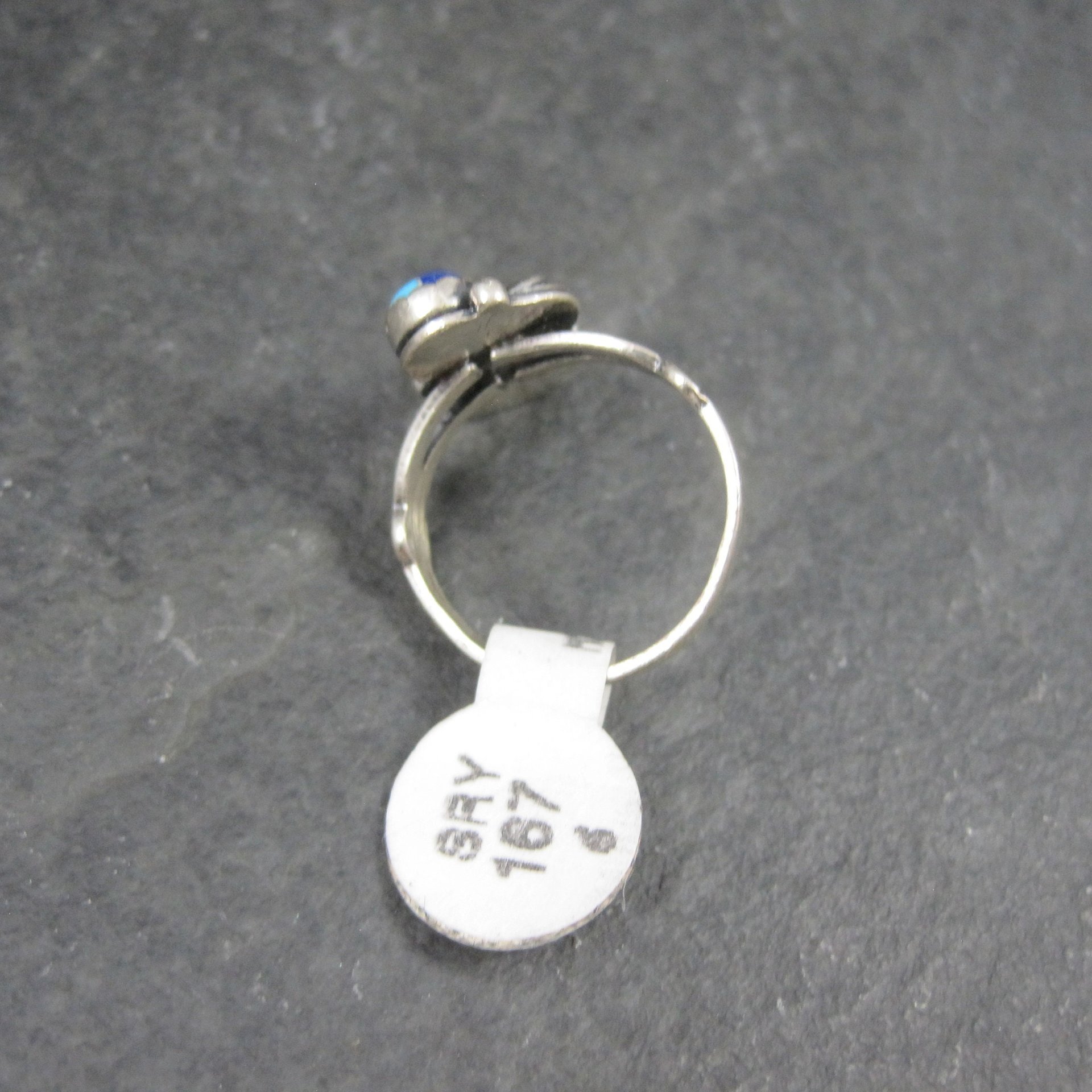 Southwestern Sterling Inlay Feather Ring Size 6 NOS