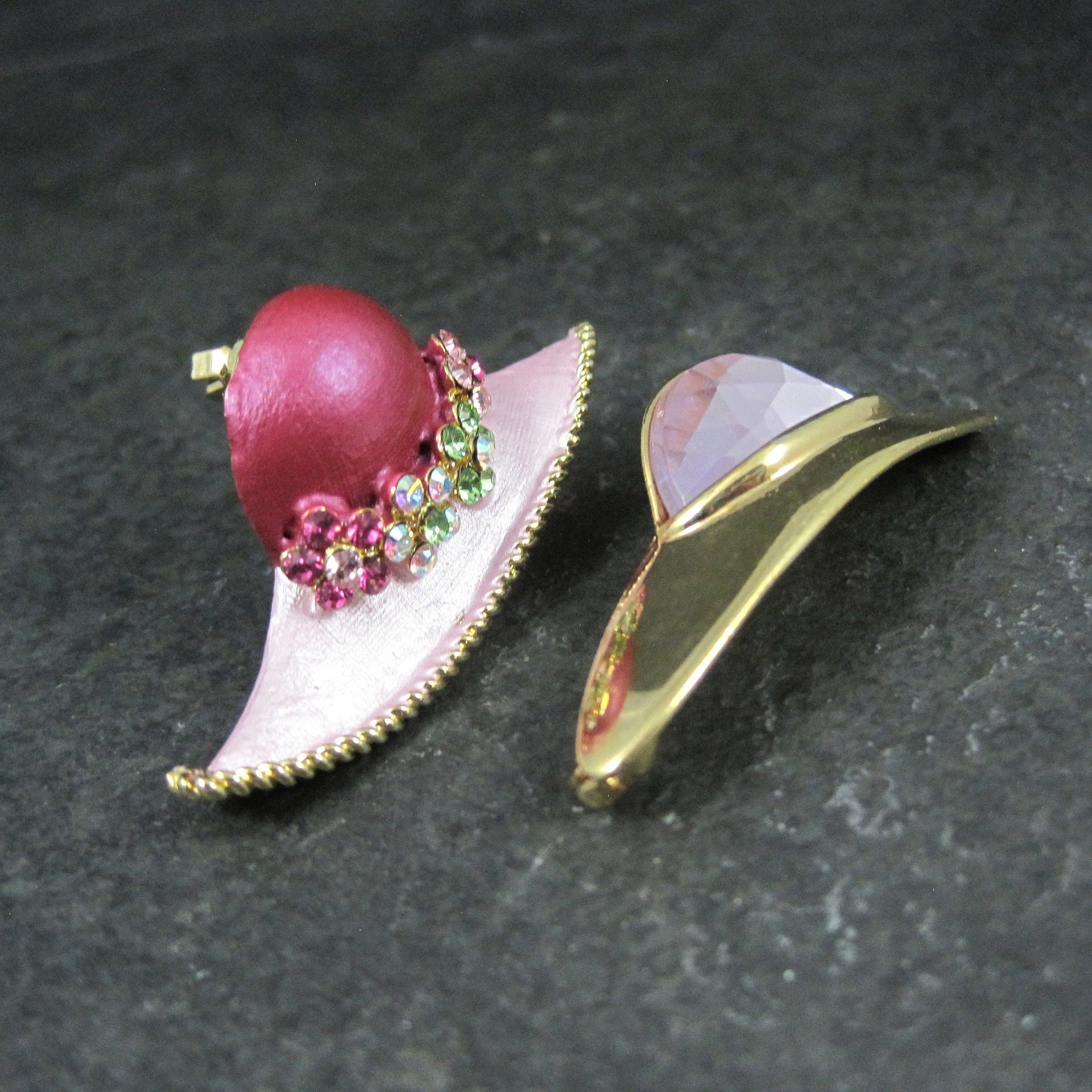 Lot of 2 Ladies Hats Brooches Estate