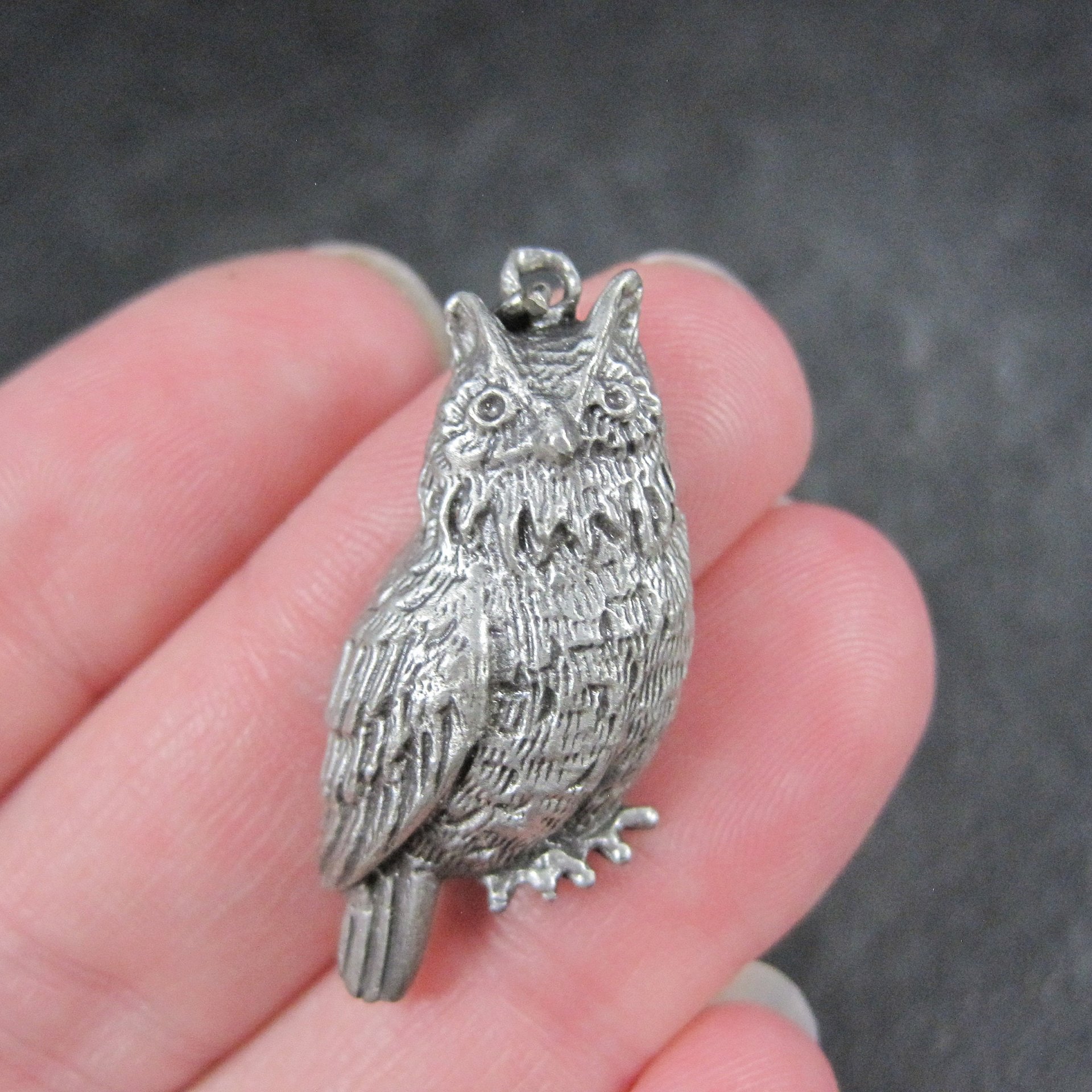 Vintage Pewter Owl Pendant Charm