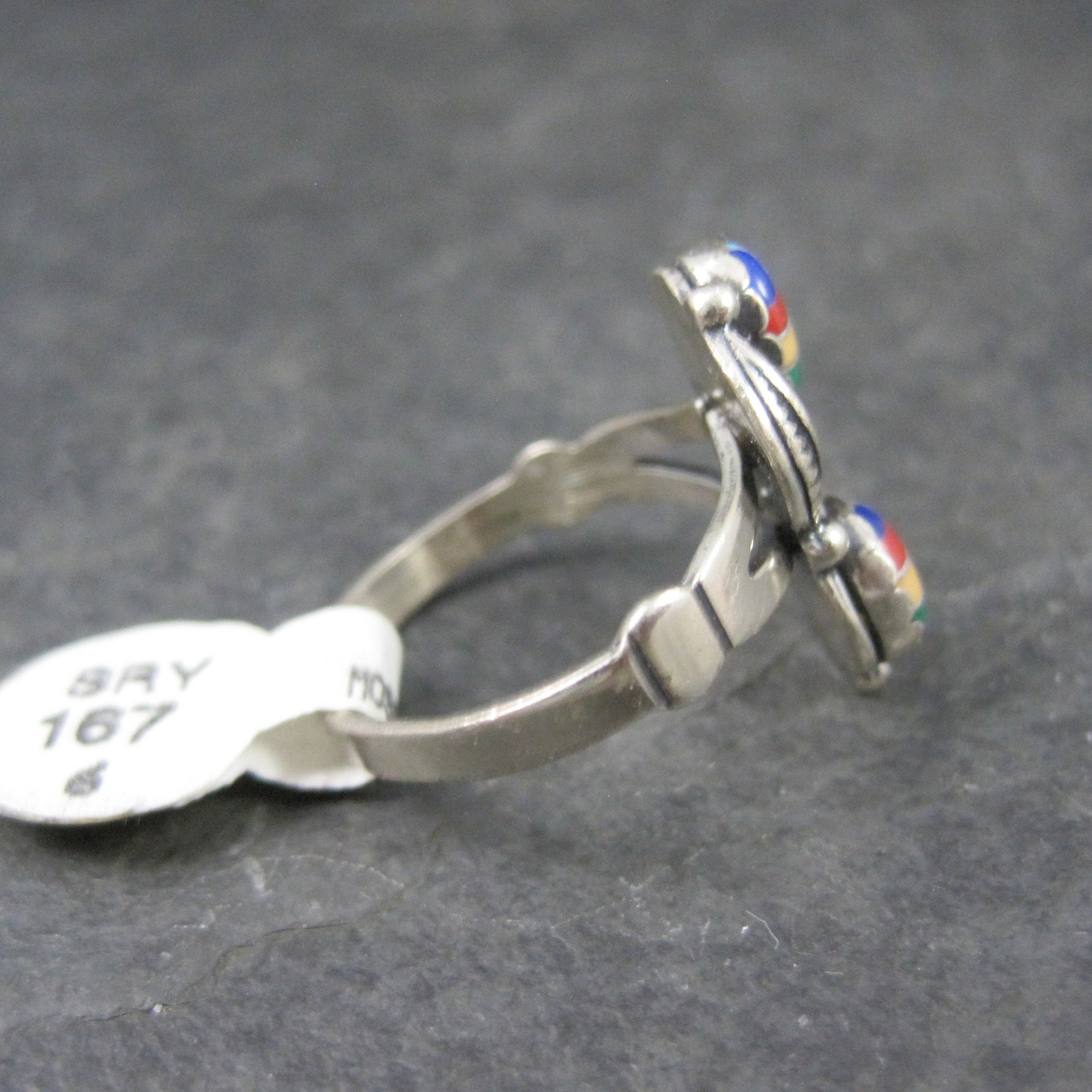 Southwestern Sterling Inlay Feather Ring Size 6 NOS