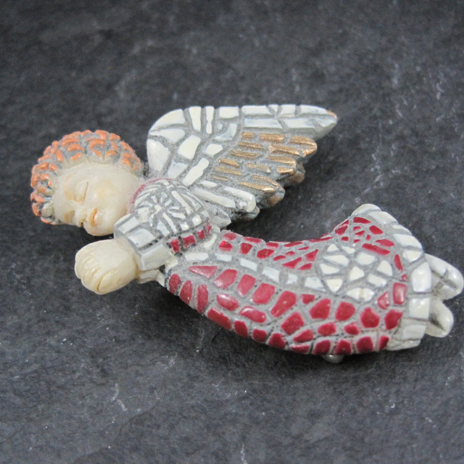 Vintage Angel Brooch Stained Glass Look
