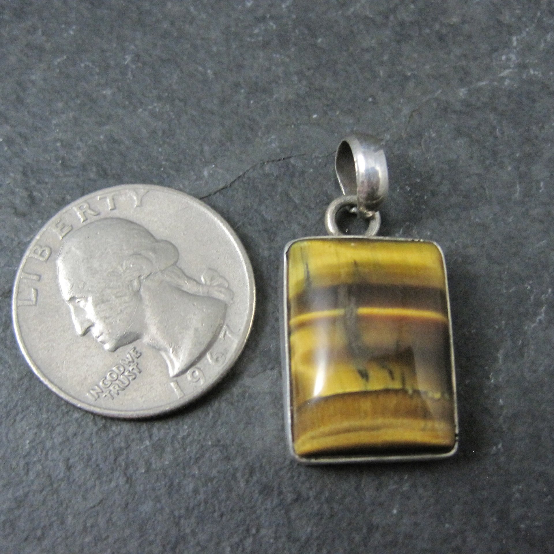Vintage Sterling Tigers Eye Pendant