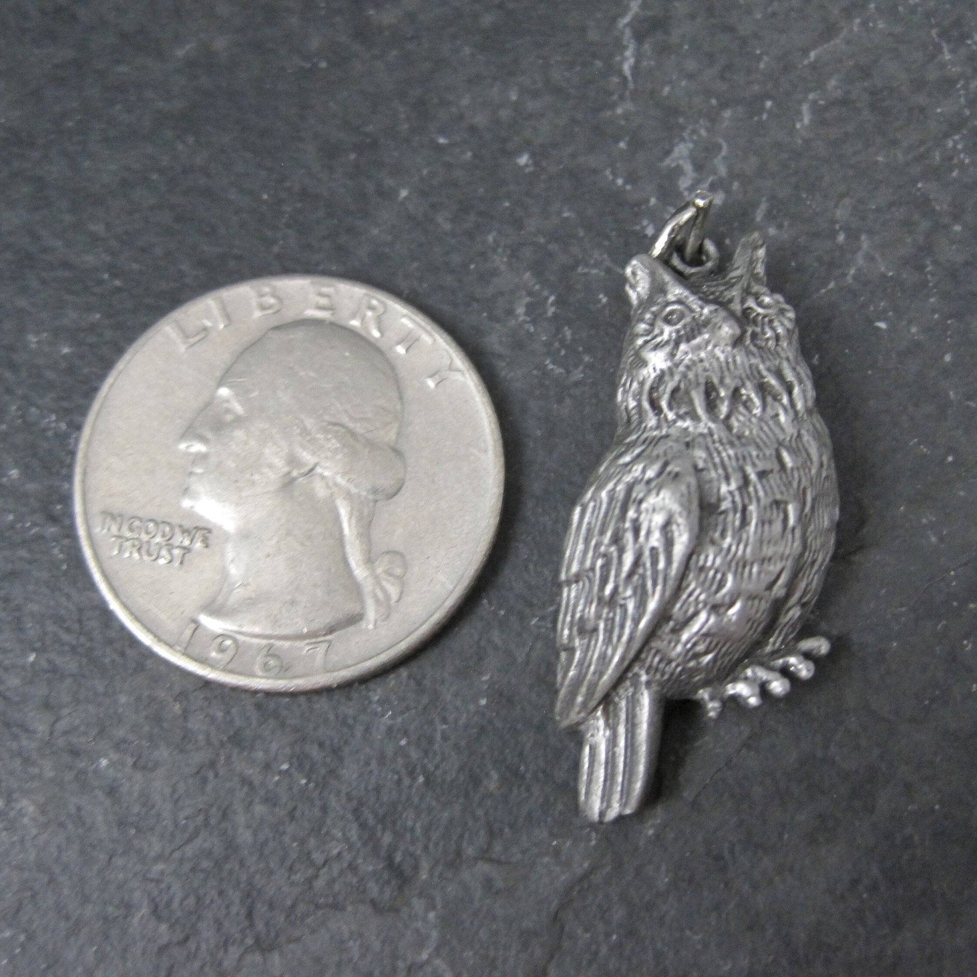 Vintage Pewter Owl Pendant Charm