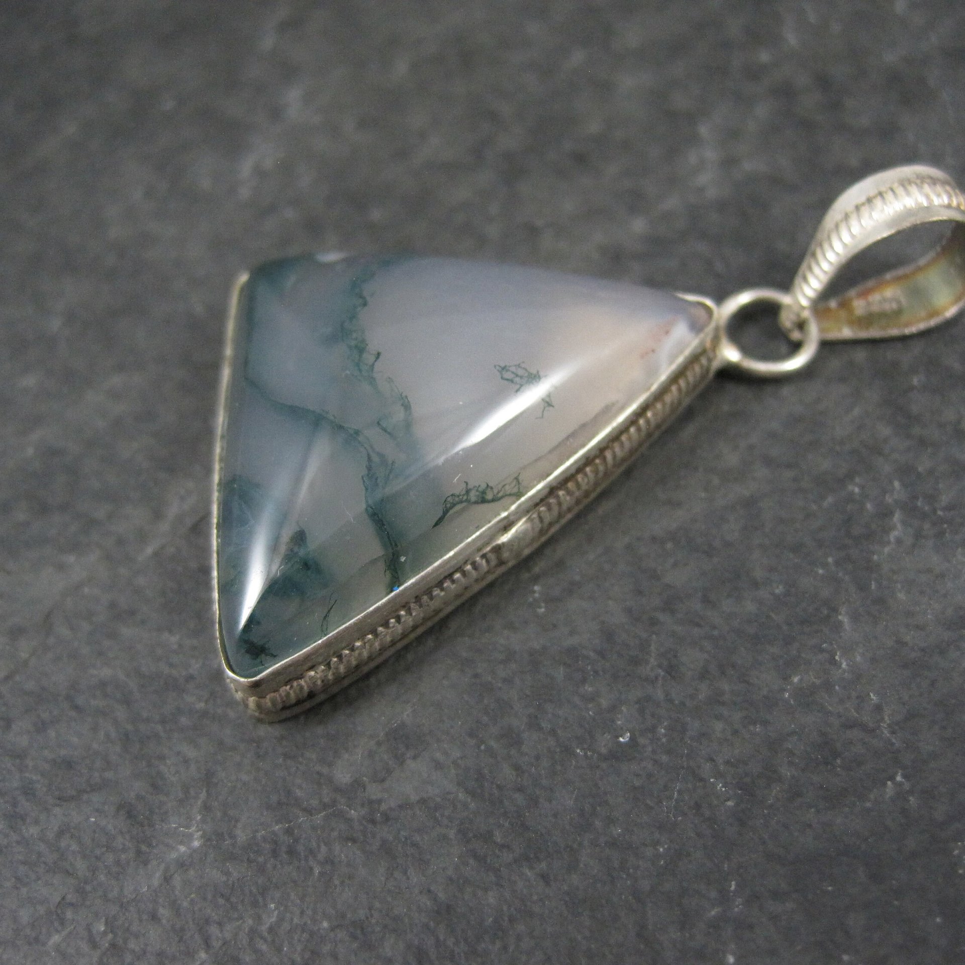 Vintage Sterling Moss Agate Pendant