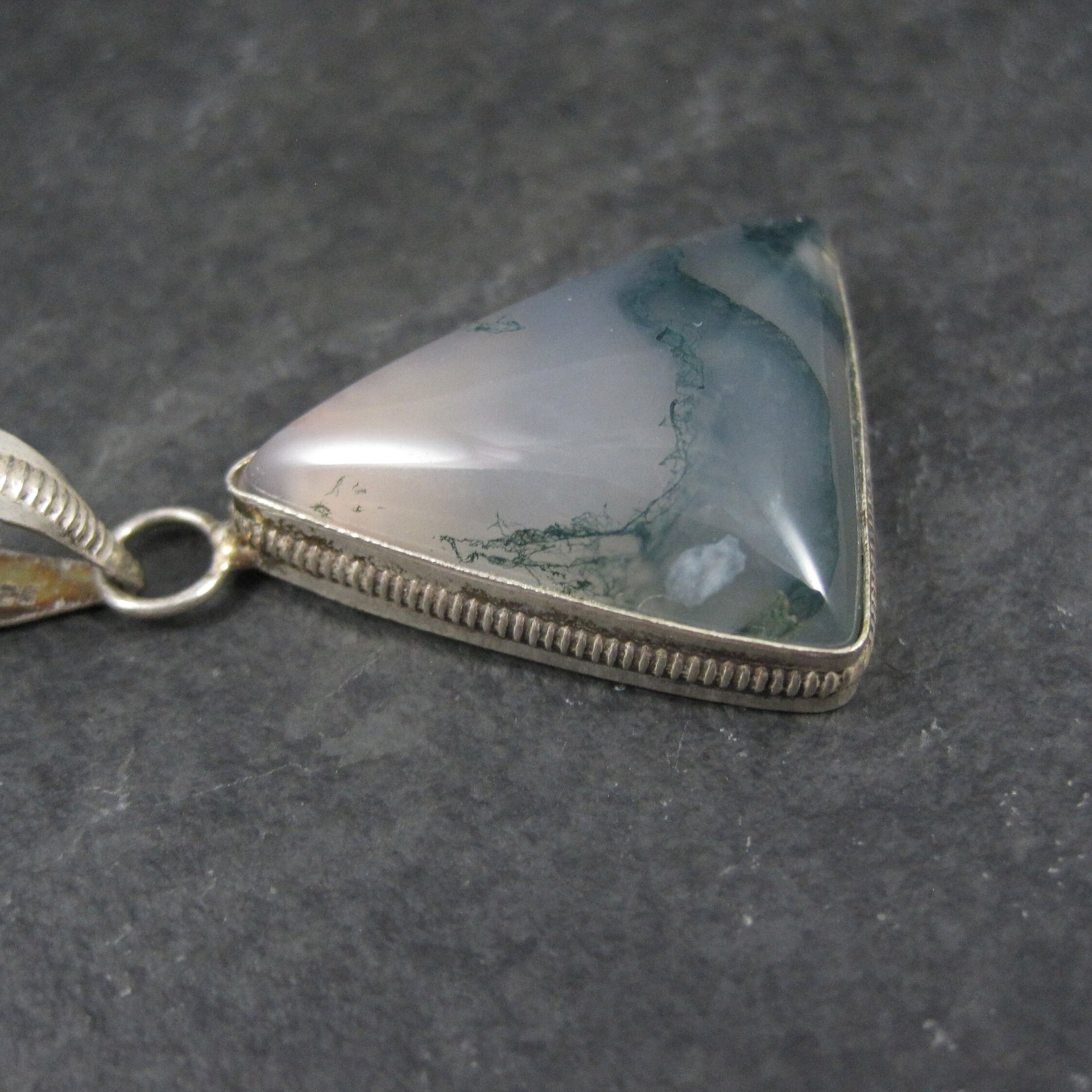 Vintage Sterling Moss Agate Pendant