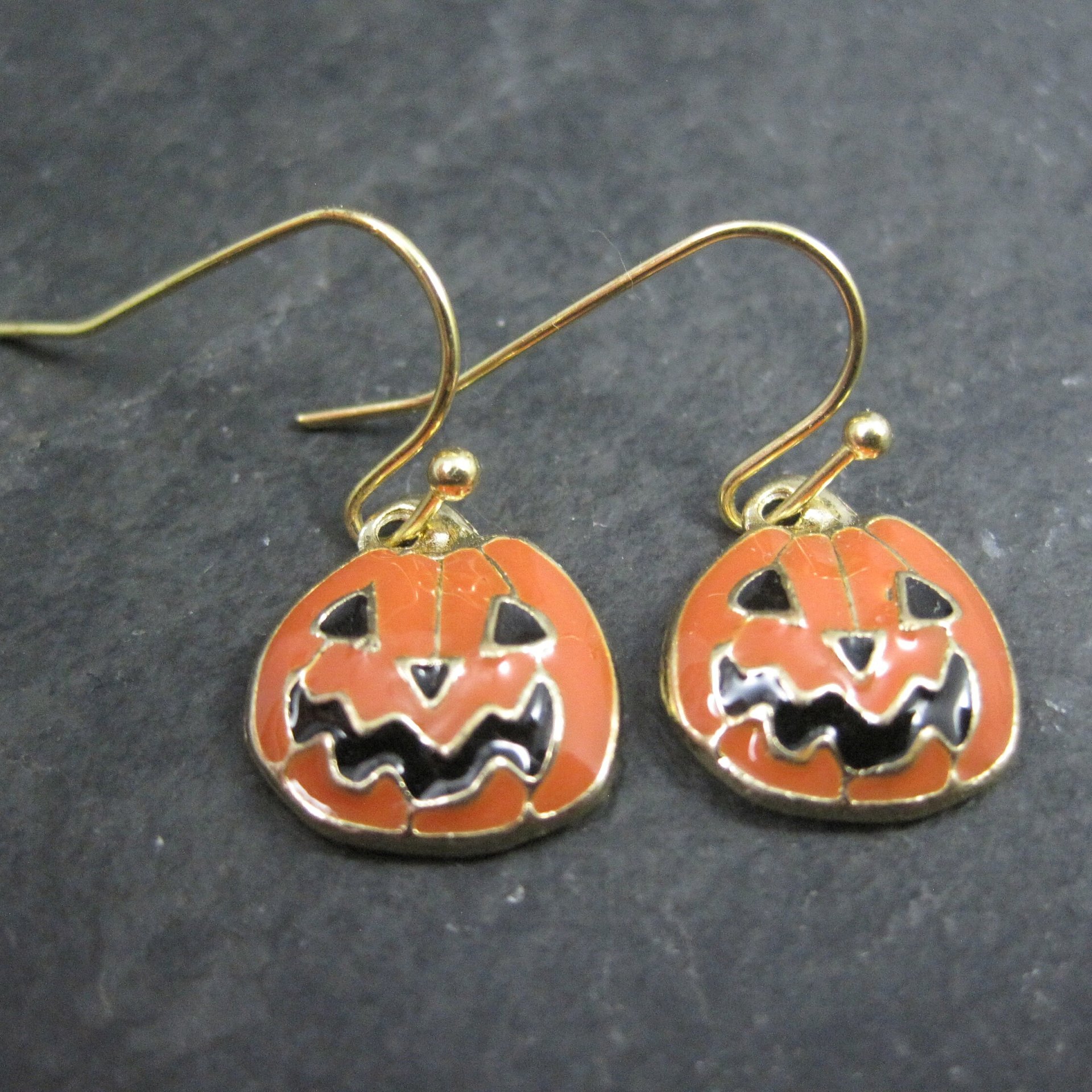 Enamel Jack O Lantern Pumpkin Earrings