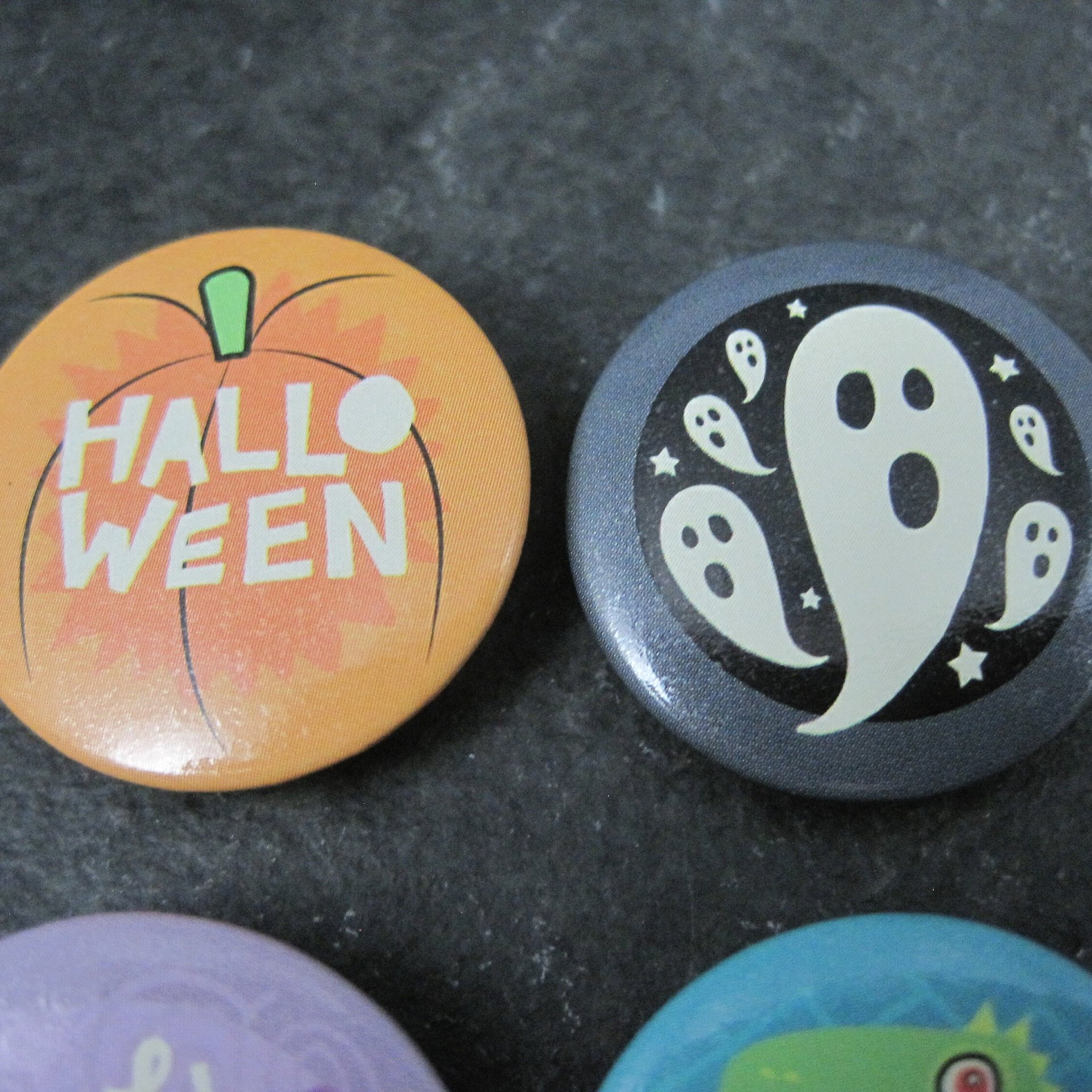 Set of 4 Halloween Pinback Pins 1 Inch