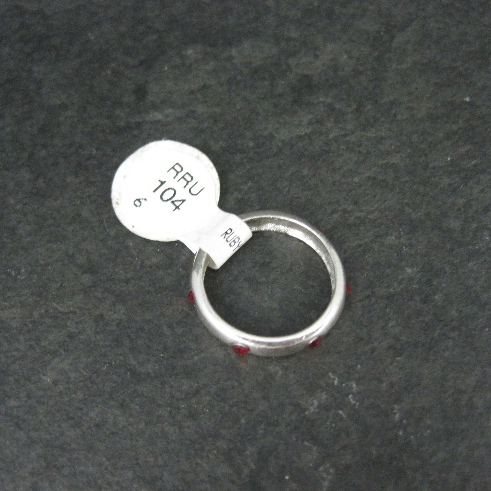 Sterling Ruby Red Crystal Band Ring Sizes 4 and 6 Available New Old Stock