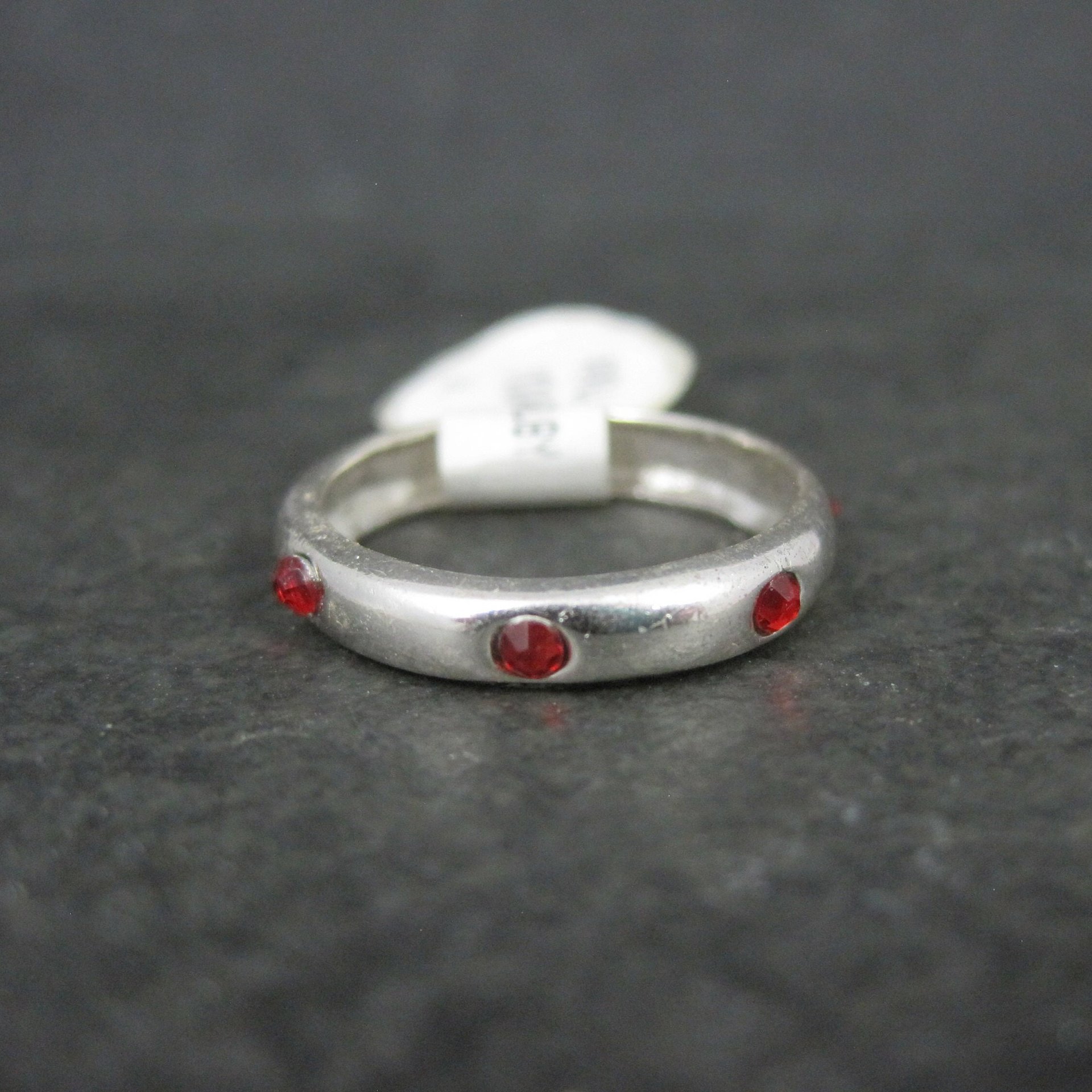 Sterling Ruby Red Crystal Band Ring Sizes 4 and 6 Available New Old Stock