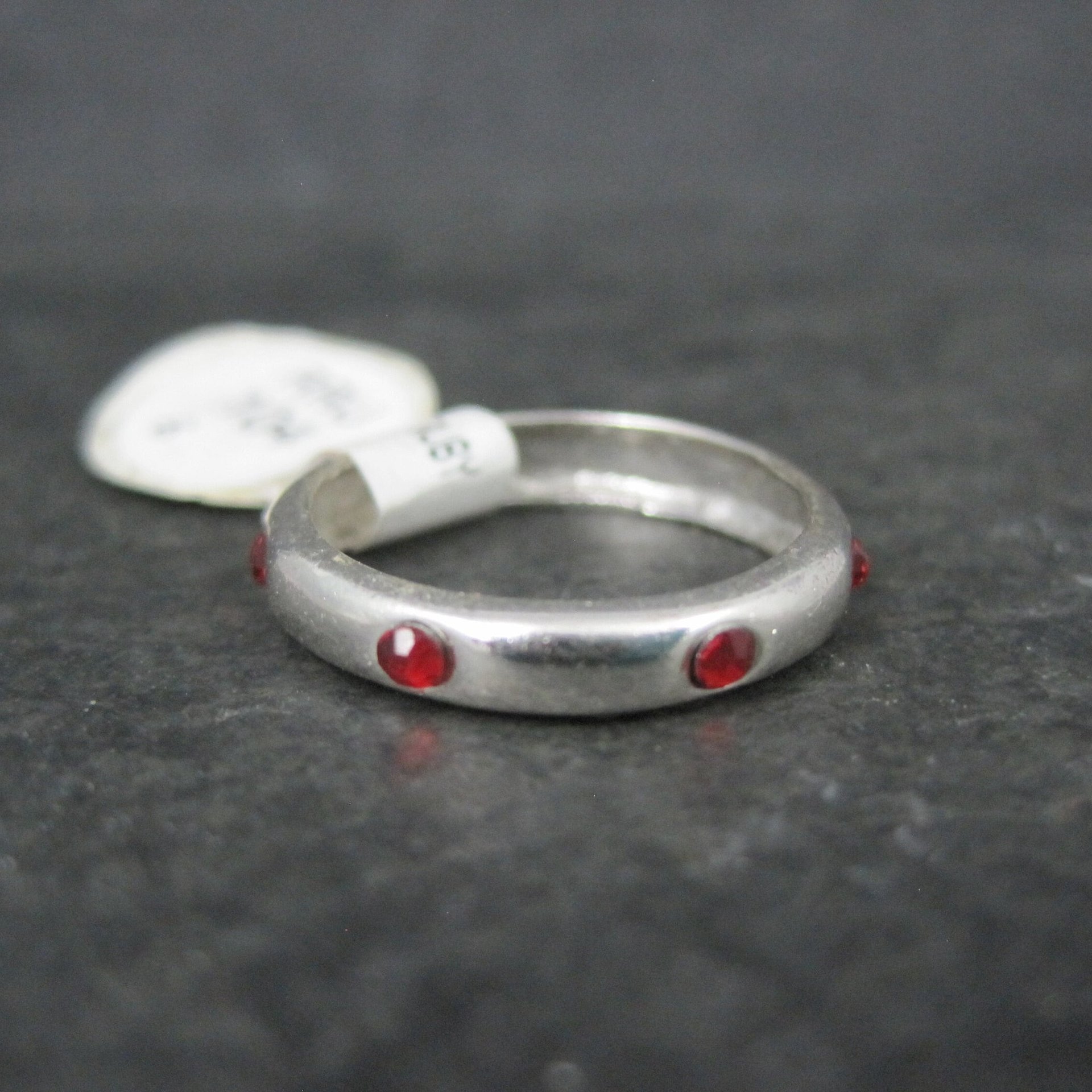 Sterling Ruby Red Crystal Band Ring Sizes 4 and 6 Available New Old Stock
