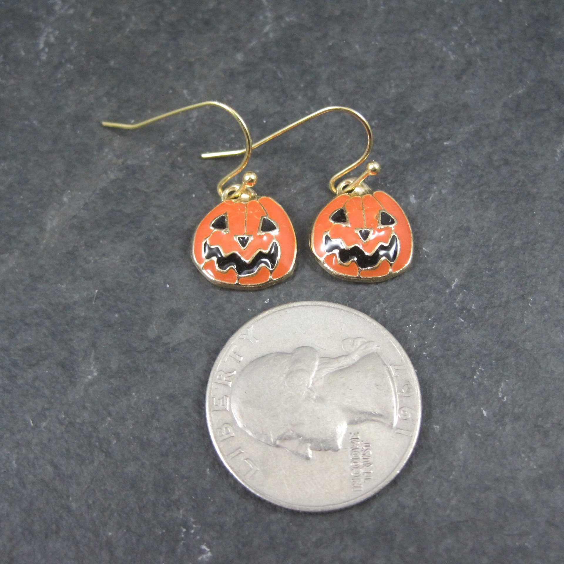Enamel Jack O Lantern Pumpkin Earrings