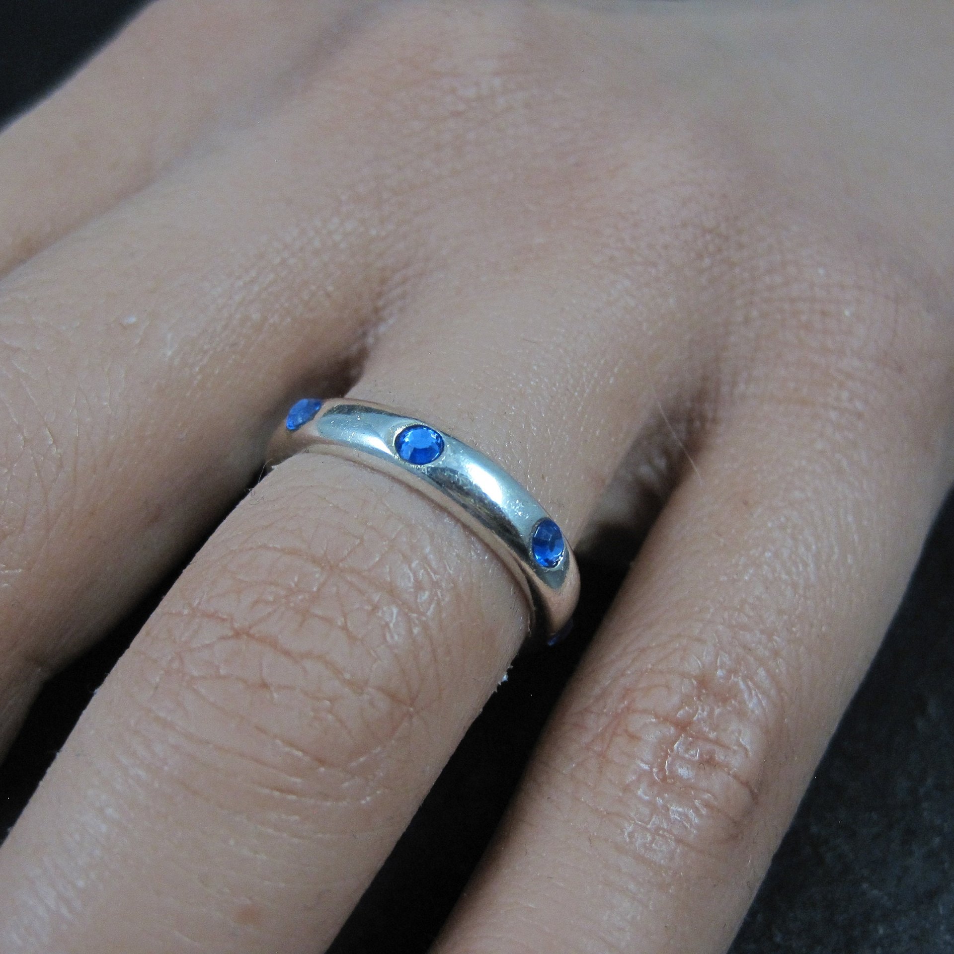 Sterling Sapphire Blue Crystal Band Ring Sizes 4 and 6 Available New Old Stock