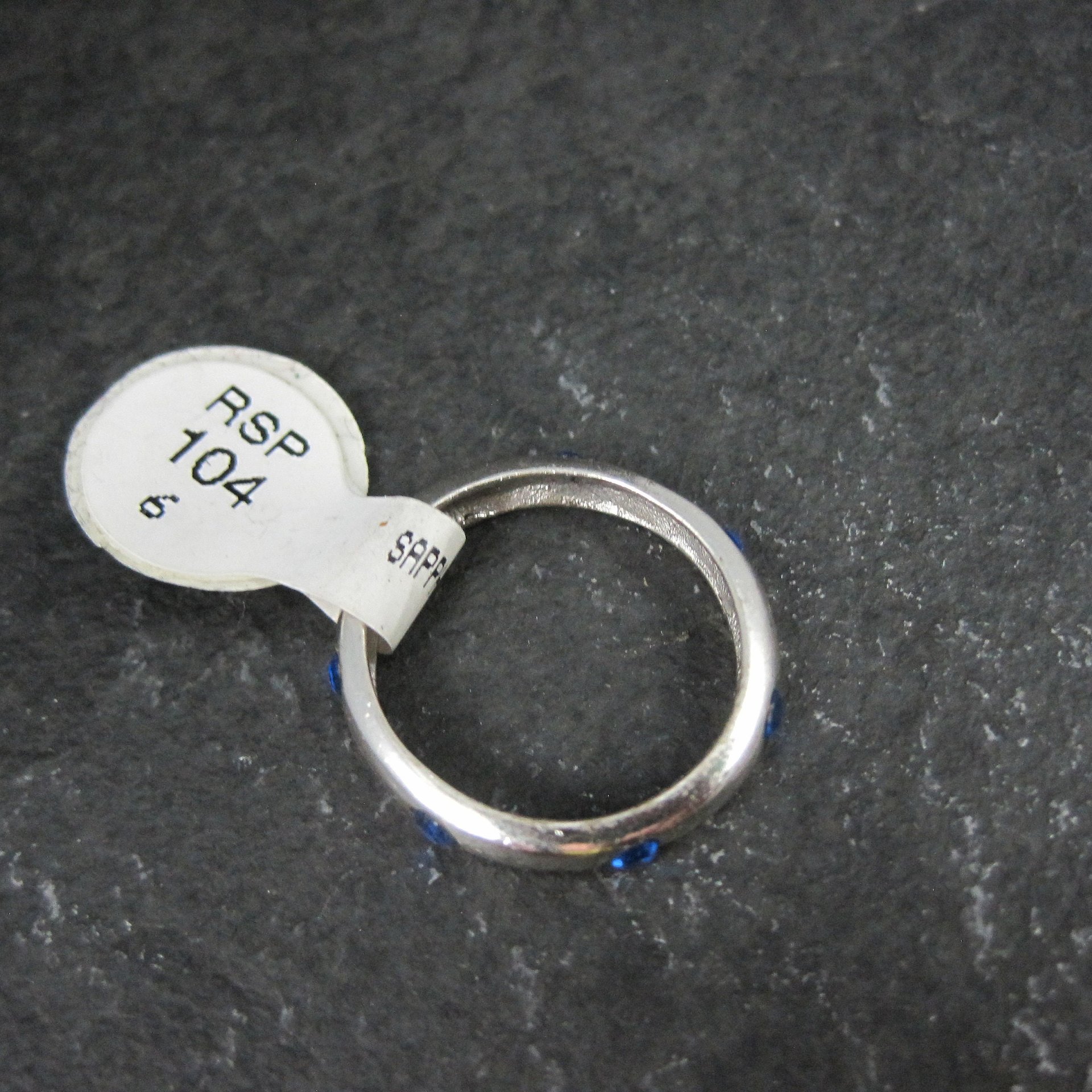 Sterling Sapphire Blue Crystal Band Ring Sizes 4 and 6 Available New Old Stock