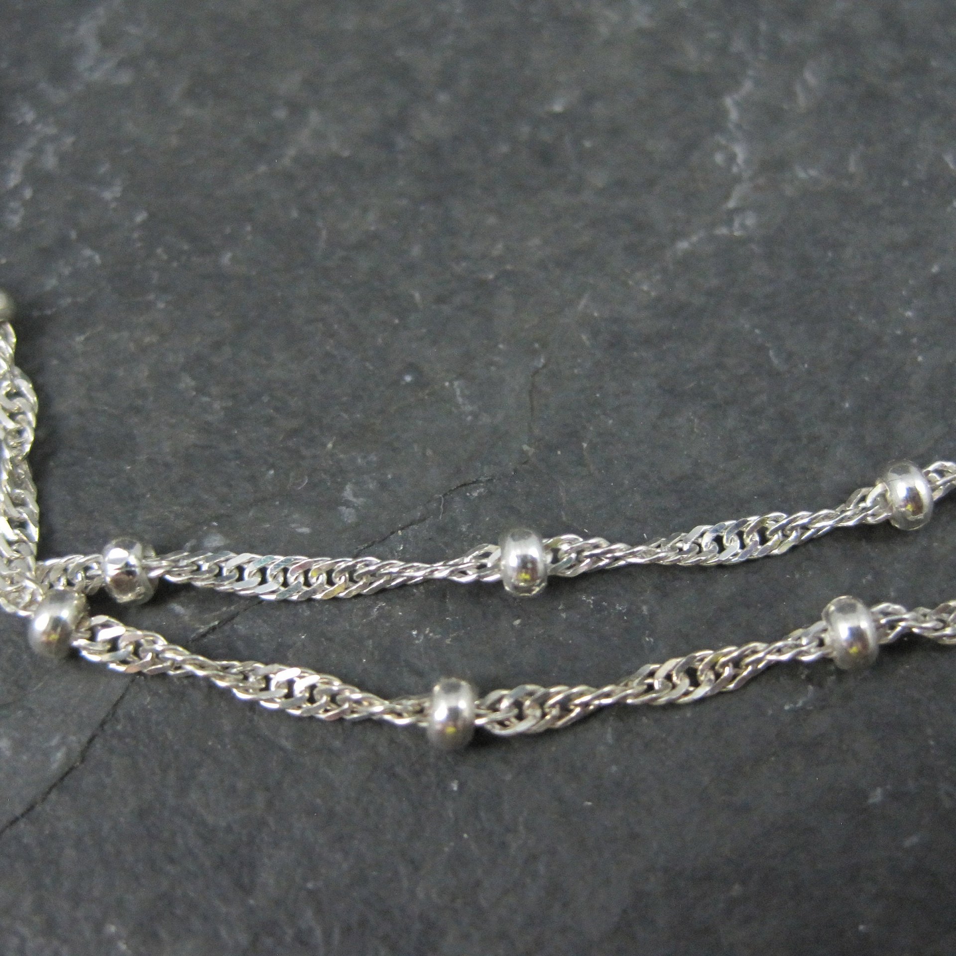 Italian Sterling Singapore Bead Necklace Chain Available in 20 & 30 Inches Estate Jewelry