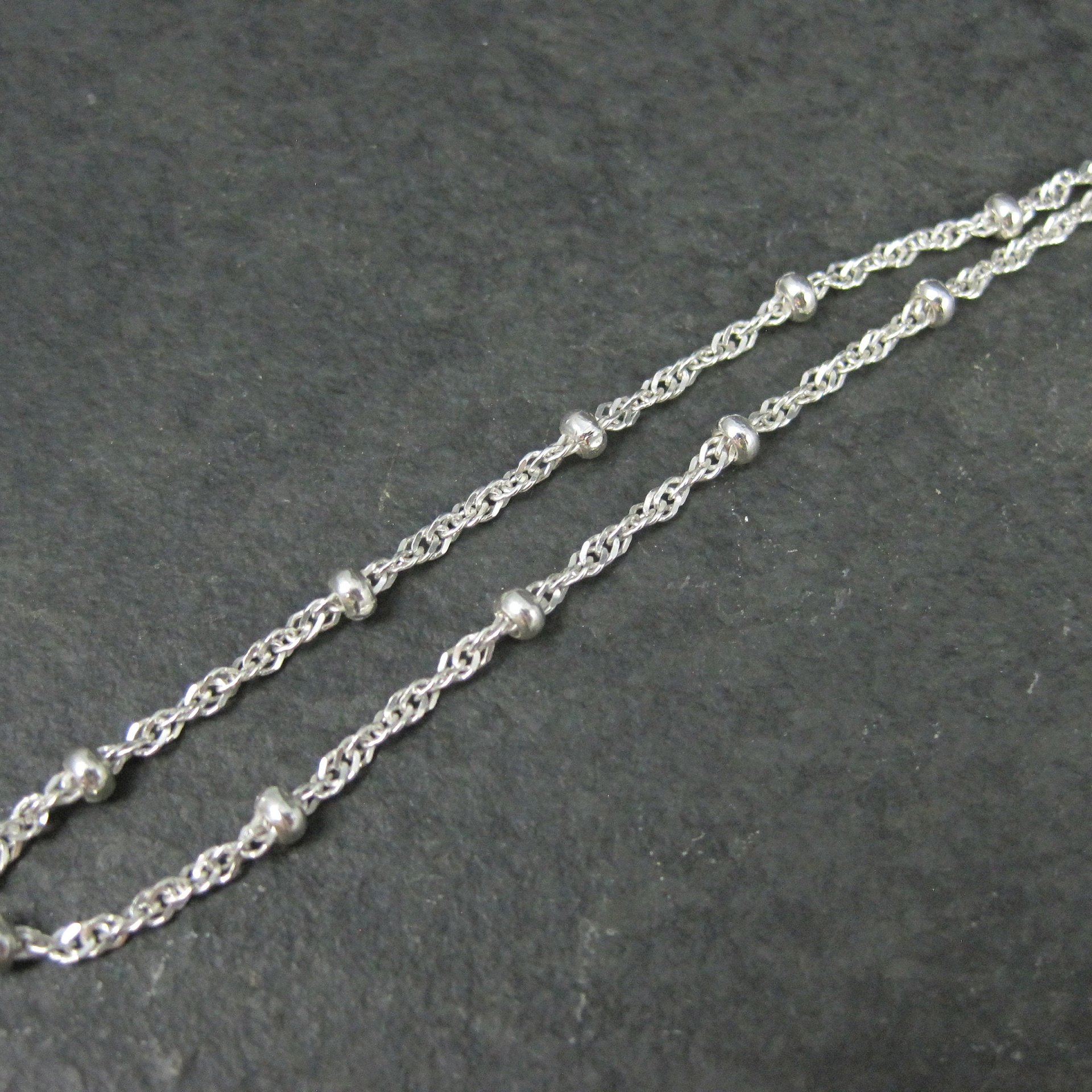 Italian Sterling Singapore Bead Necklace Chain Available in 20 & 30 Inches Estate Jewelry