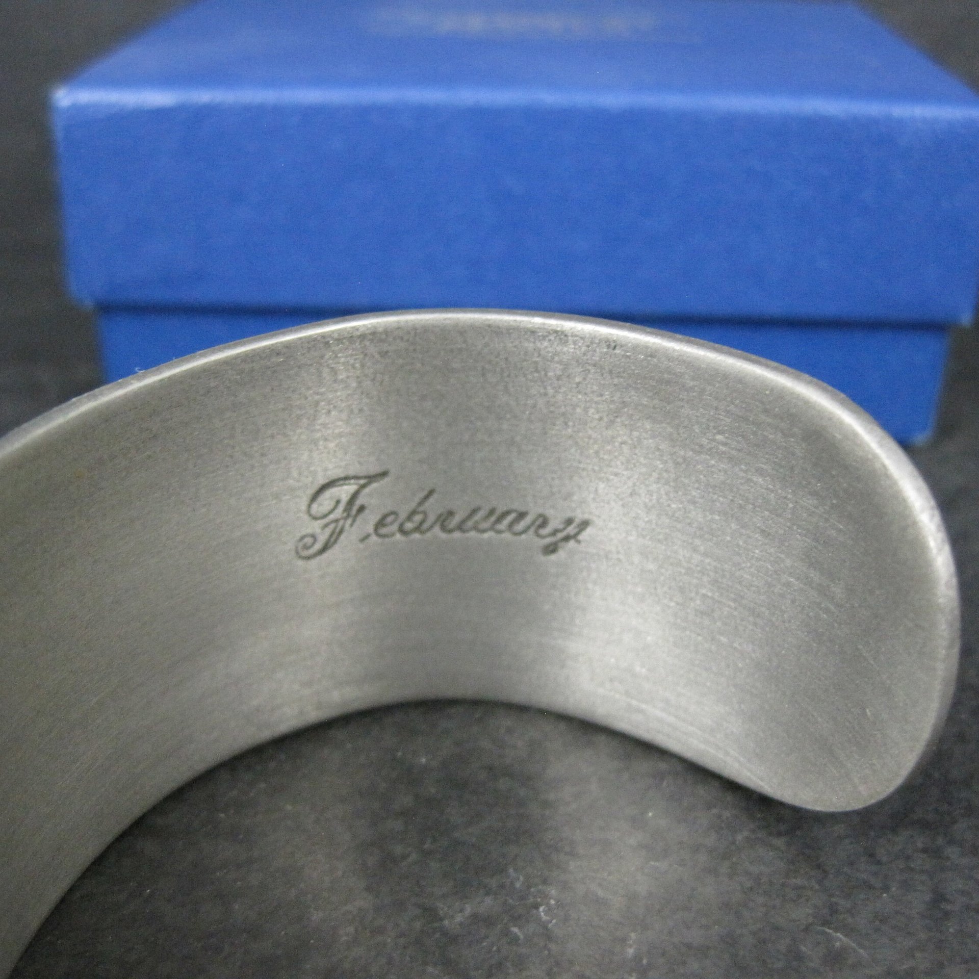February Flower Birthday Cuff Bracelet Salisbury Pewter 6.5 Inches