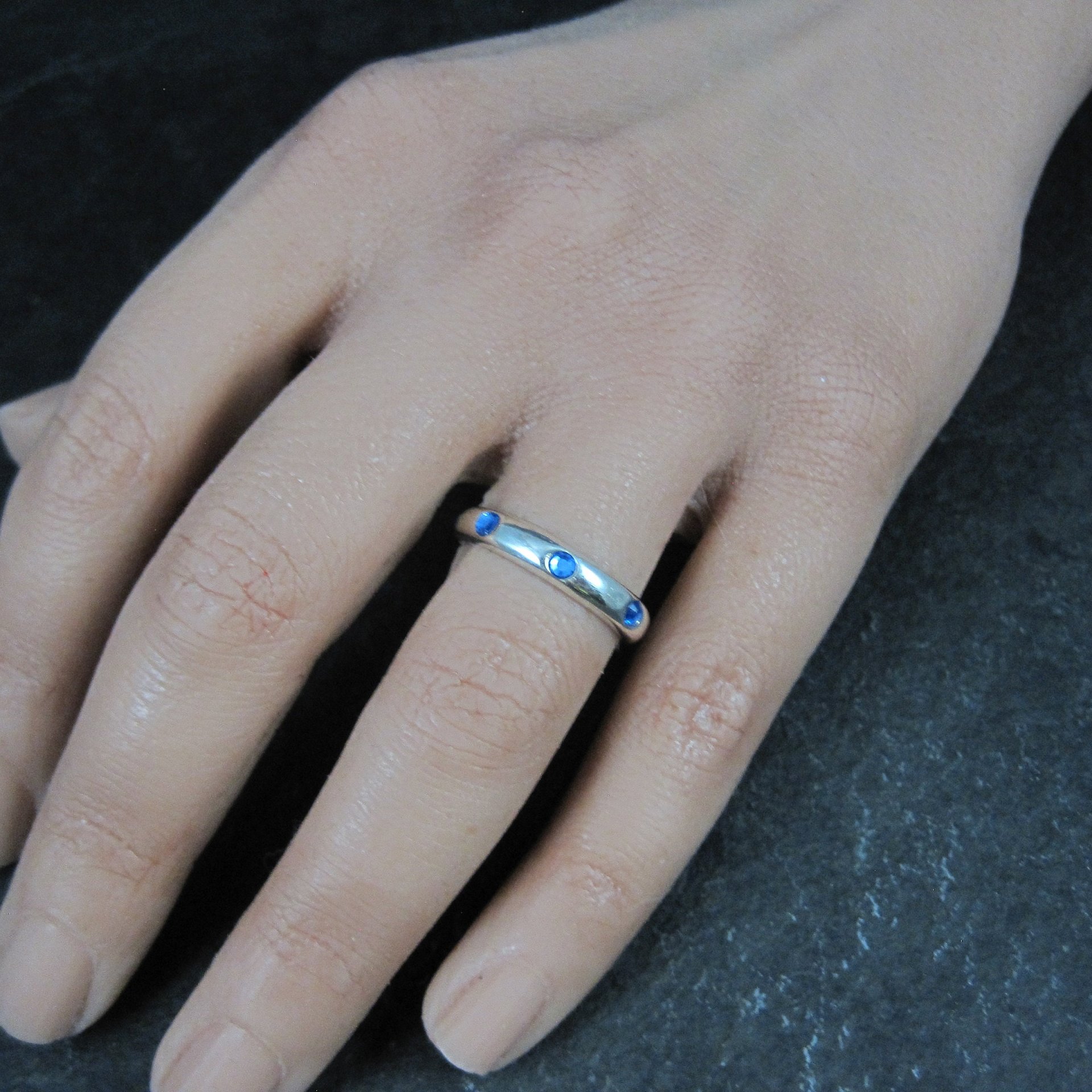 Sterling Sapphire Blue Crystal Band Ring Sizes 4 and 6 Available New Old Stock