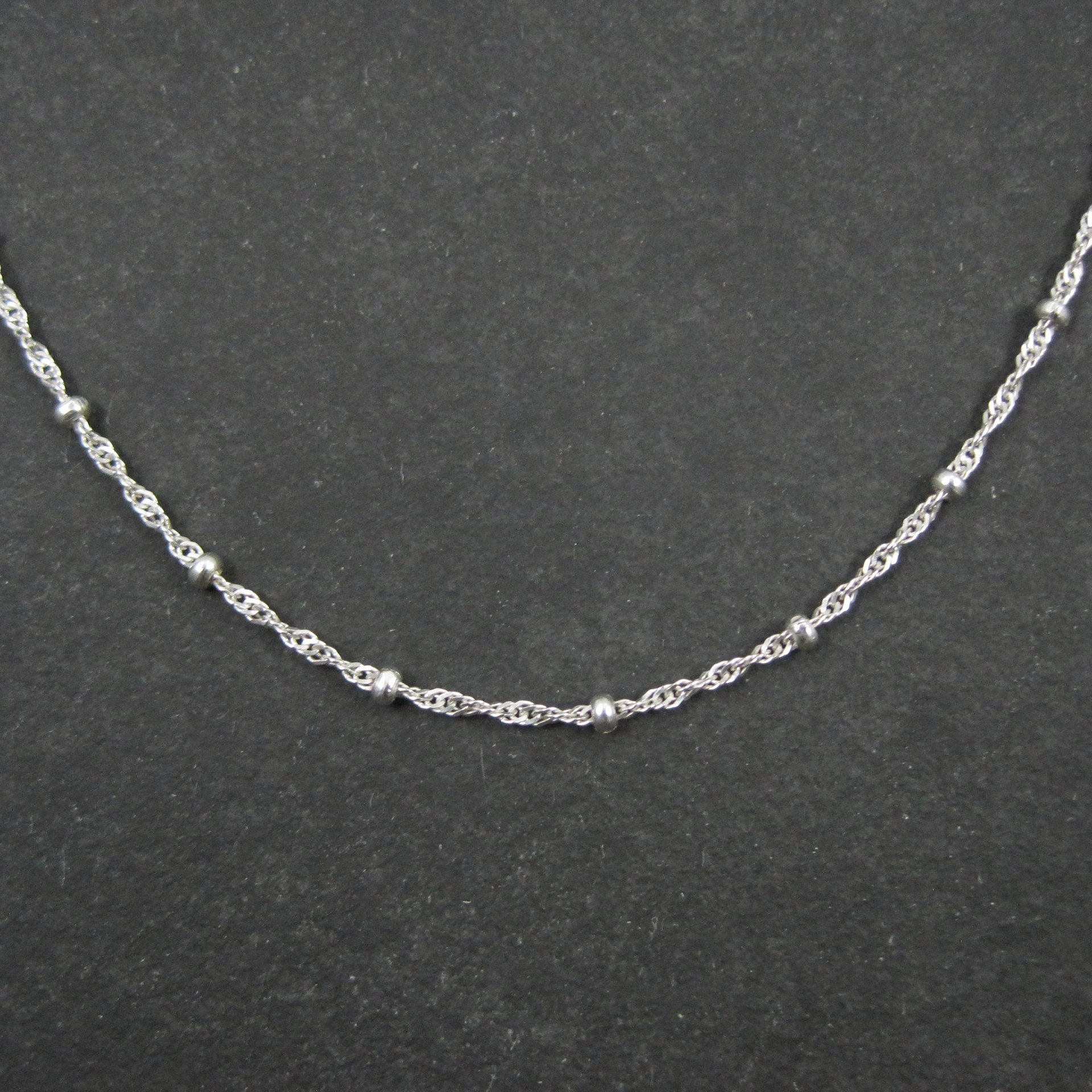 Italian Sterling Singapore Bead Necklace Chain Available in 20 & 30 Inches Estate Jewelry