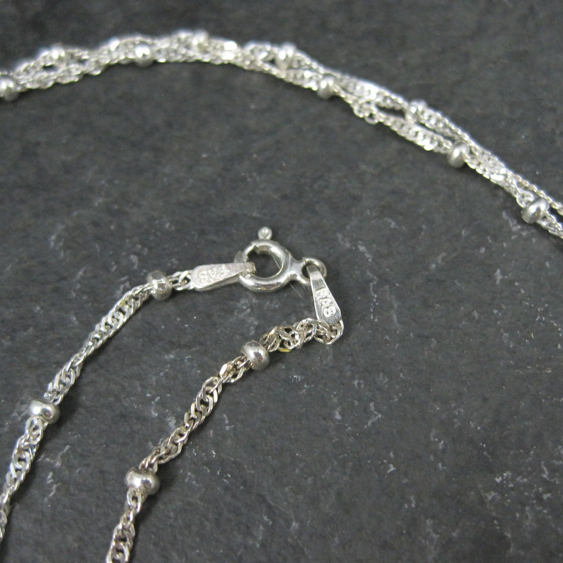 Italian Sterling Singapore Bead Necklace Chain Available in 20 & 30 Inches Estate Jewelry