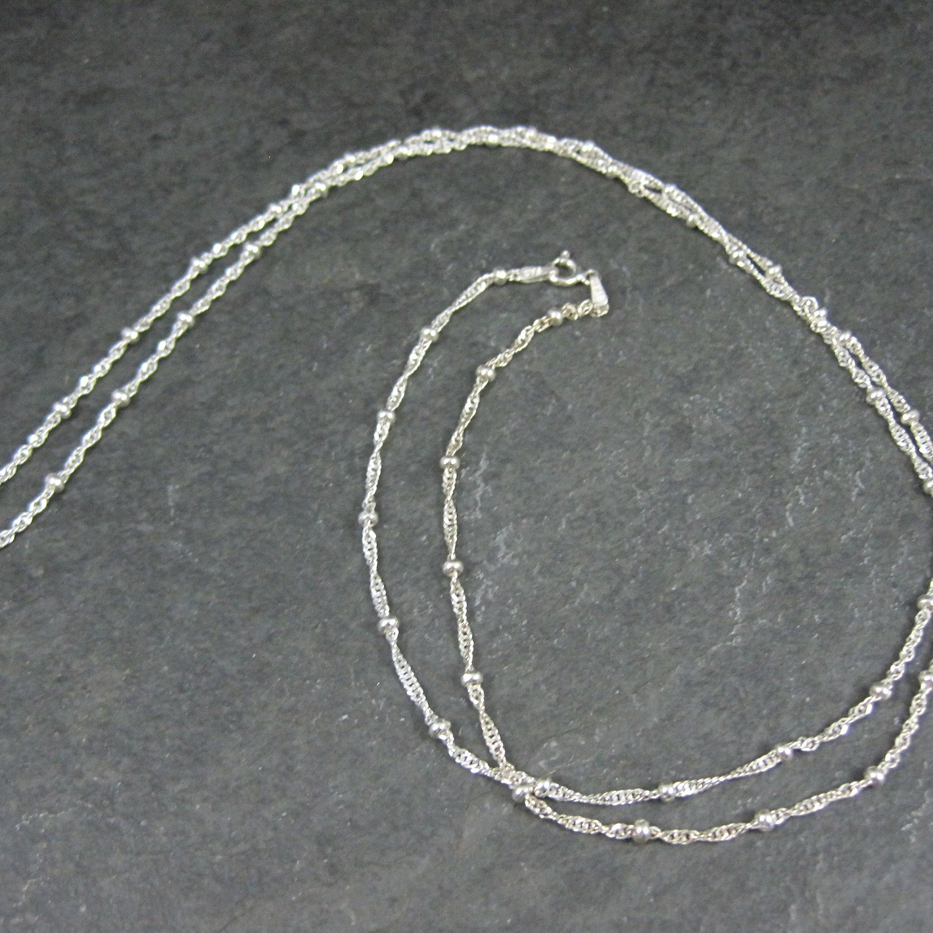Italian Sterling Singapore Bead Necklace Chain Available in 20 & 30 Inches Estate Jewelry