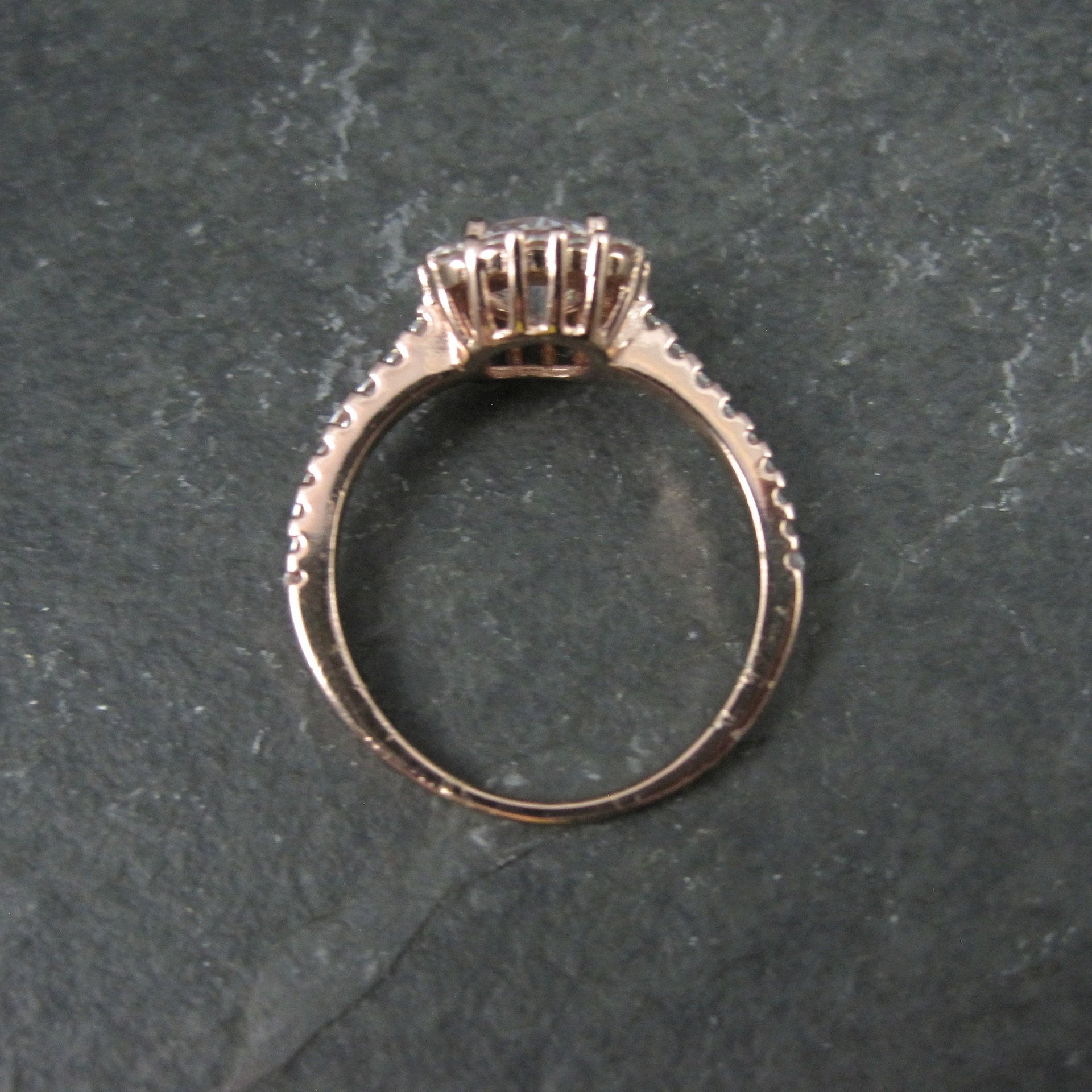 Rose Gold Vermeil Cz Halo Ring Size 8 Estate Sterling Silver