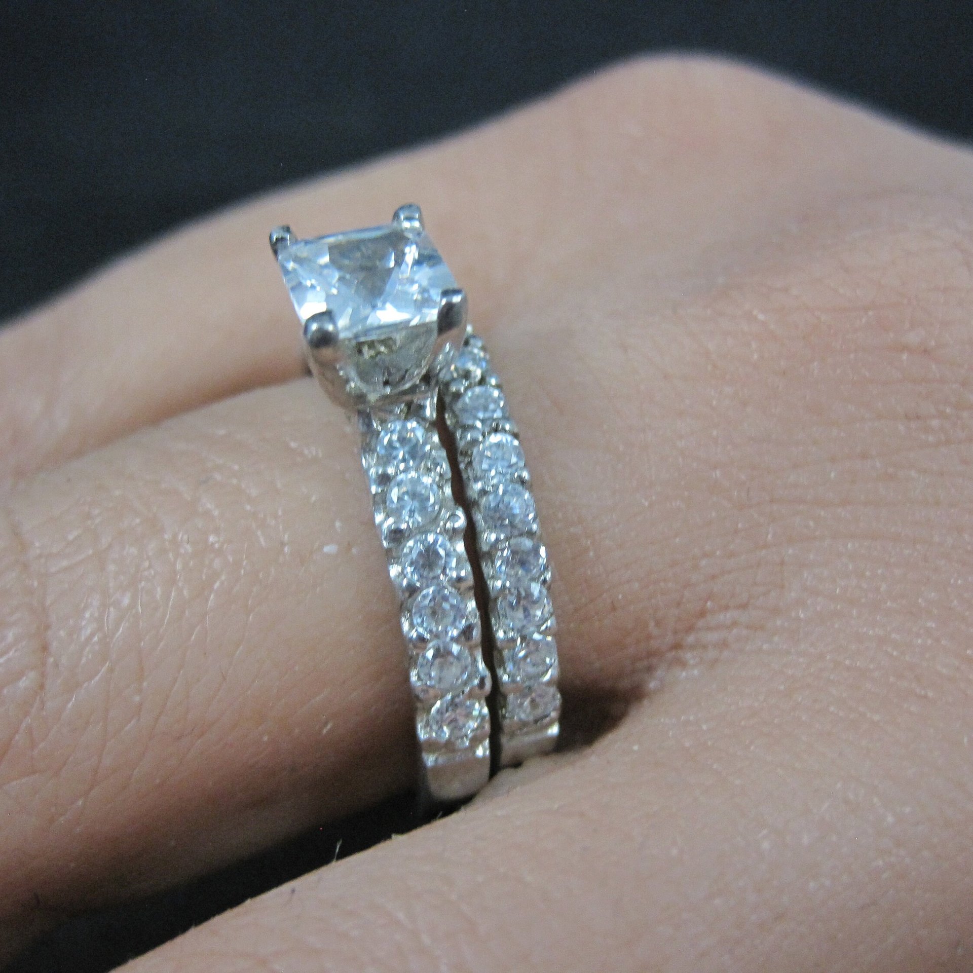 Sterling Cz Bridal Wedding Set Size 10 NOS