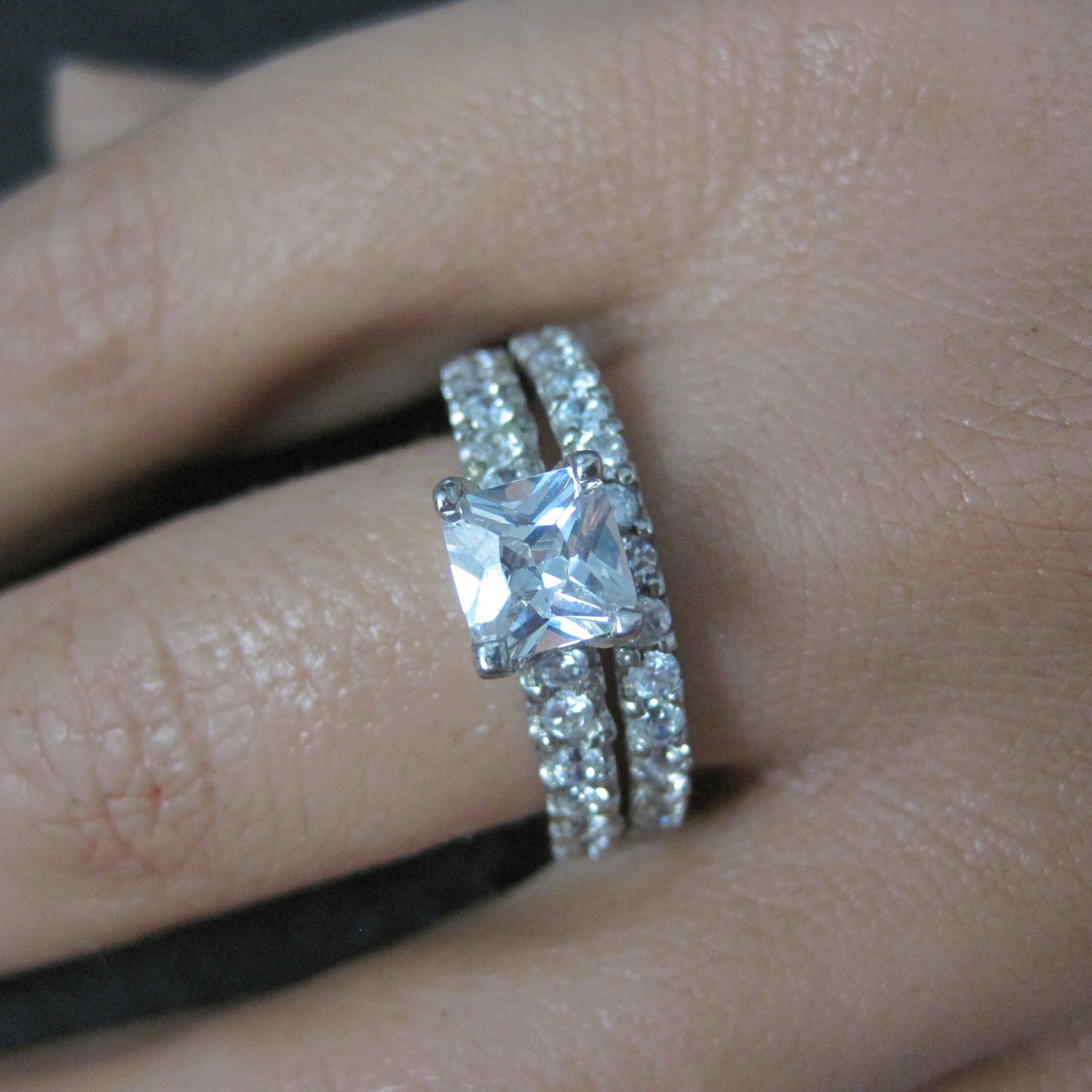 Sterling Cz Bridal Wedding Set Size 10 NOS