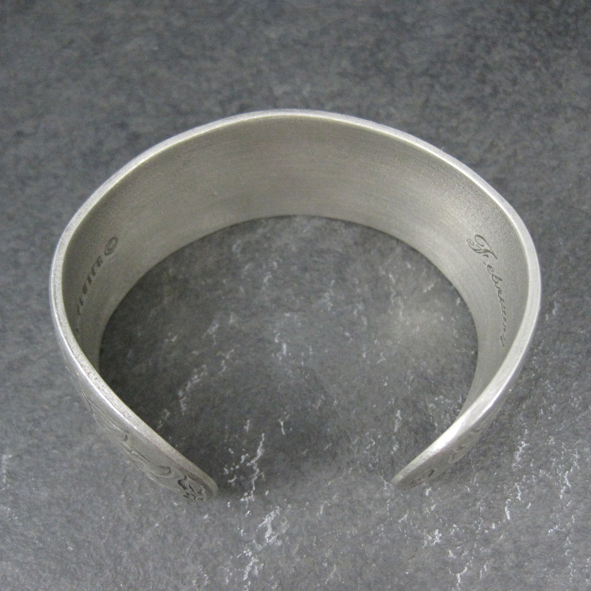 February Flower Birthday Cuff Bracelet Salisbury Pewter 6.5 Inches