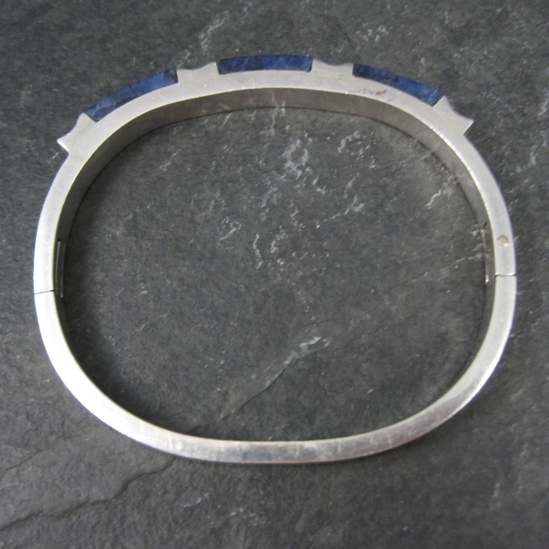 Sodalite Bangle Bracelet Vintage Sterling Mexican Silver
