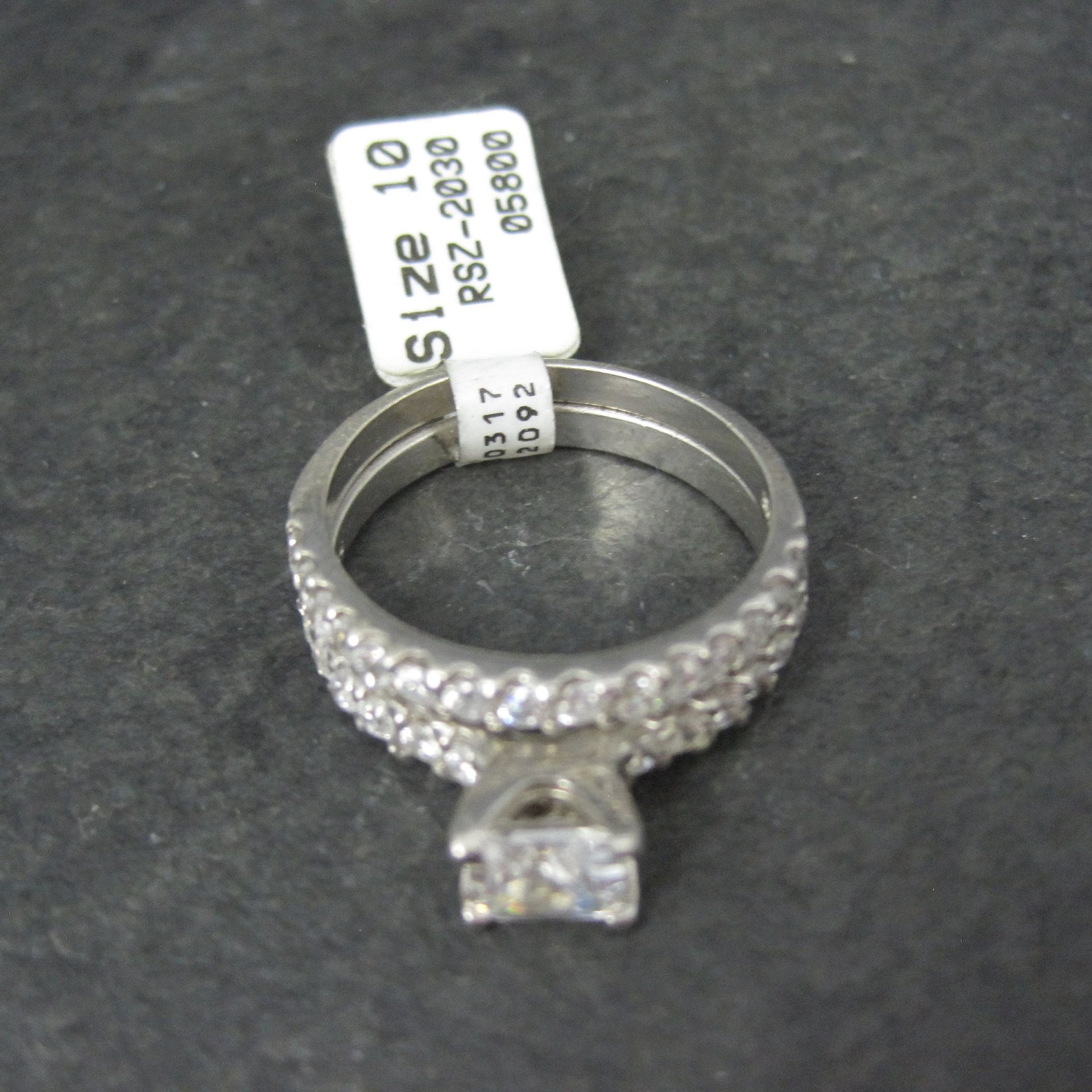 Sterling Cz Bridal Wedding Set Size 10 NOS