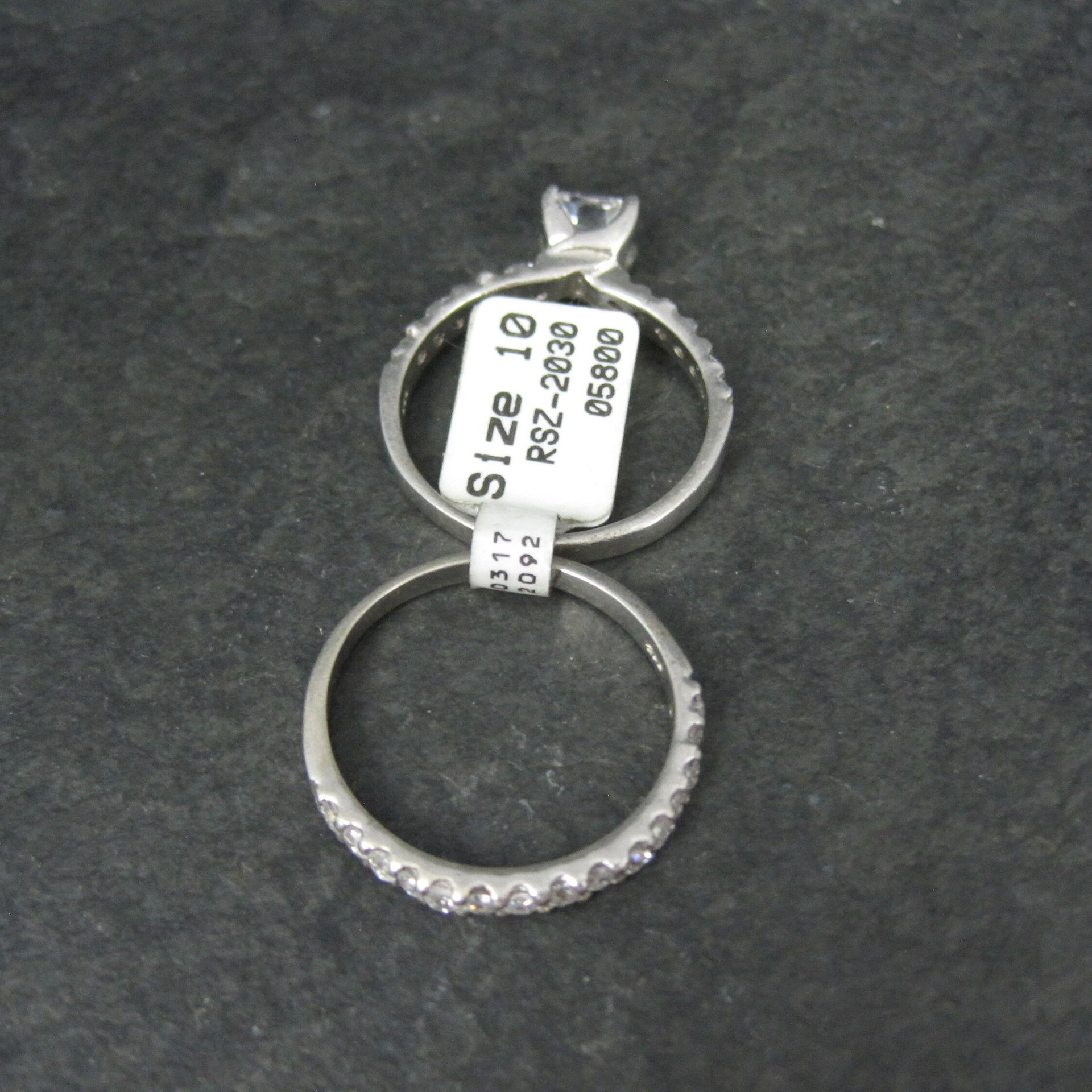Sterling Cz Bridal Wedding Set Size 10 NOS