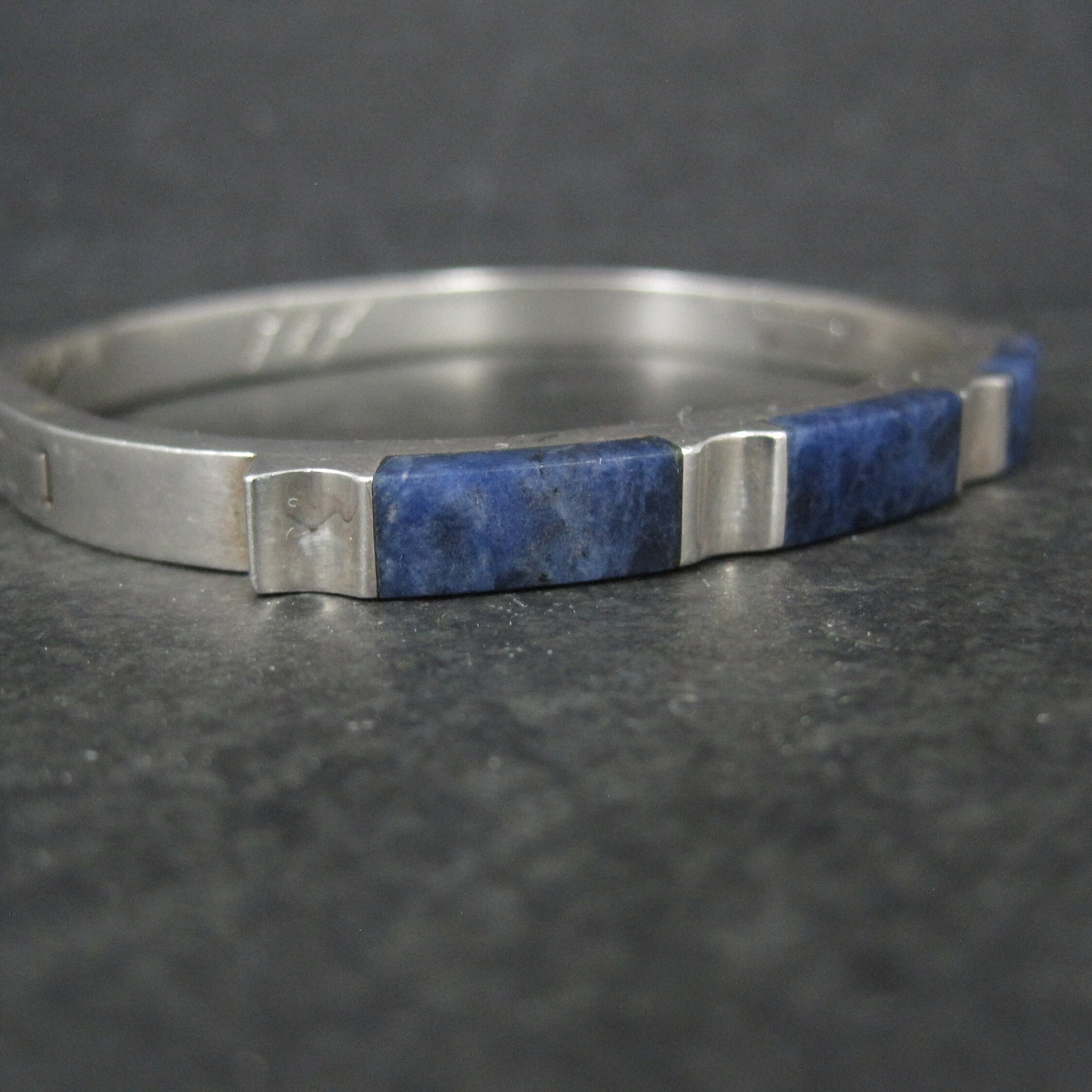 Sodalite Bangle Bracelet Vintage Sterling Mexican Silver