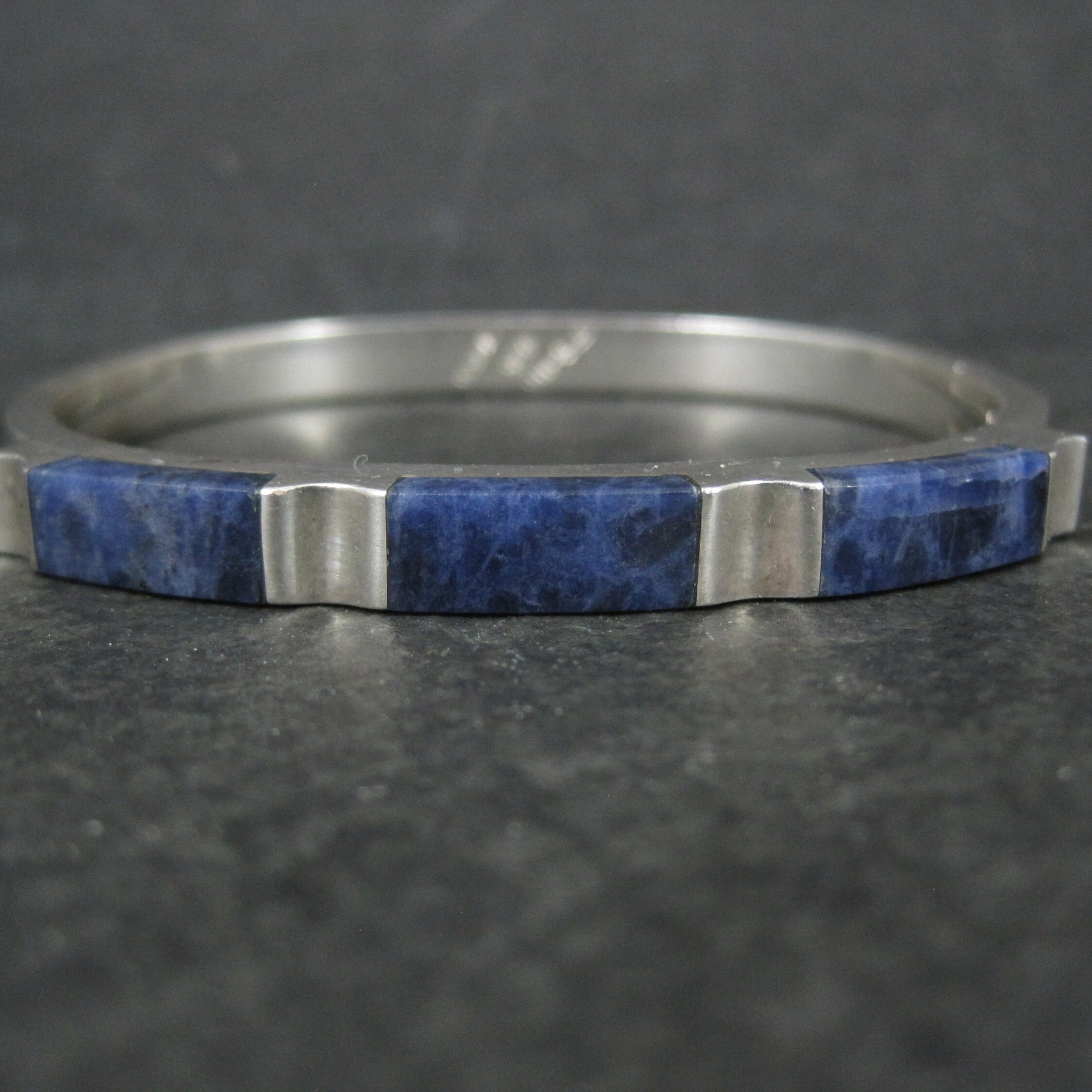 Sodalite Bangle Bracelet Vintage Sterling Mexican Silver
