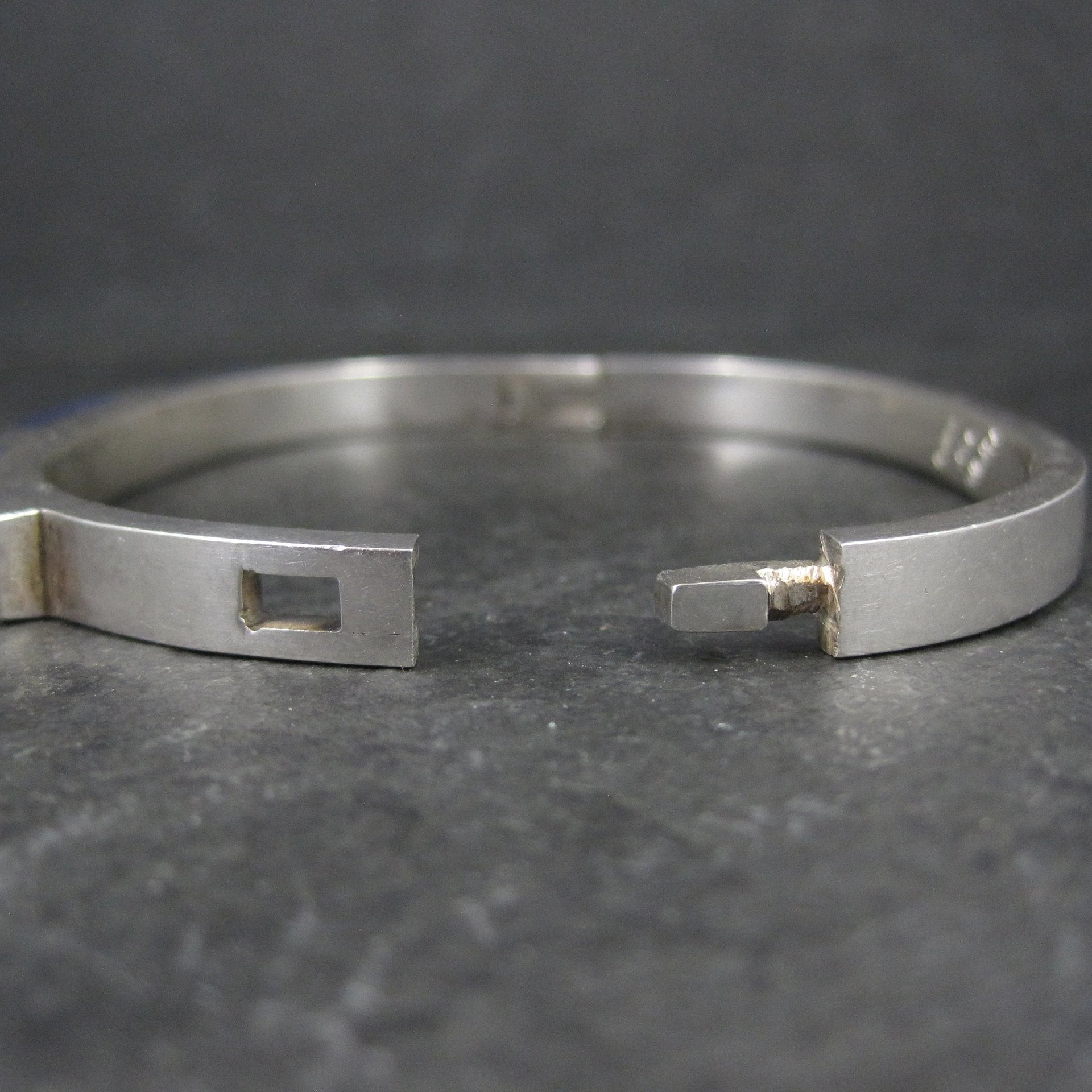 Sodalite Bangle Bracelet Vintage Sterling Mexican Silver