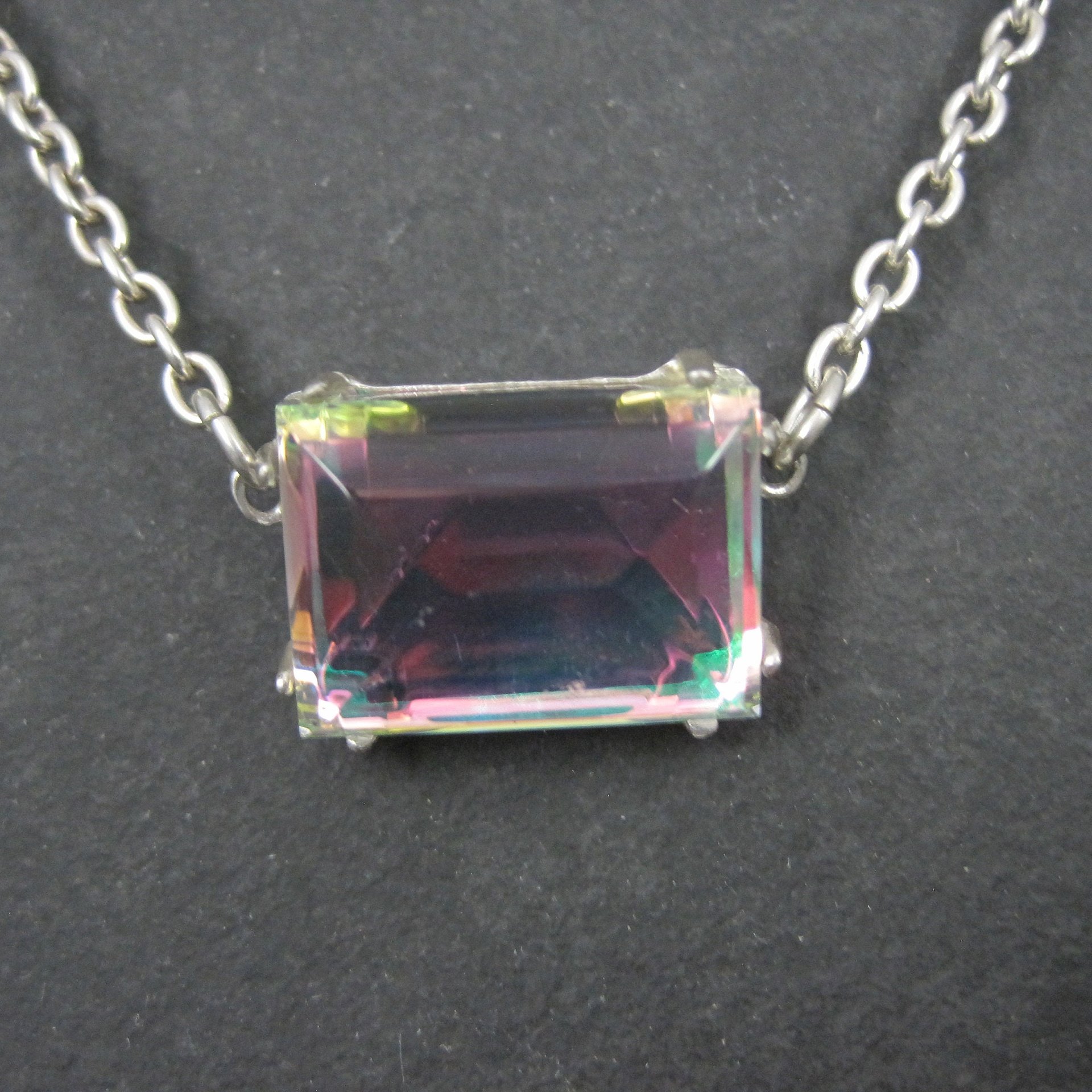 Arora Borealis Statement Necklace Estate Sterling Silver 25 Inches