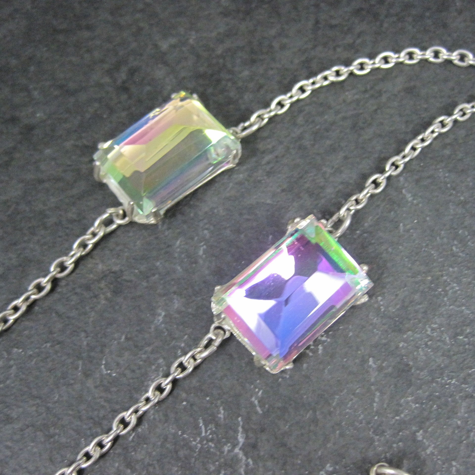 Arora Borealis Statement Necklace Estate Sterling Silver 25 Inches