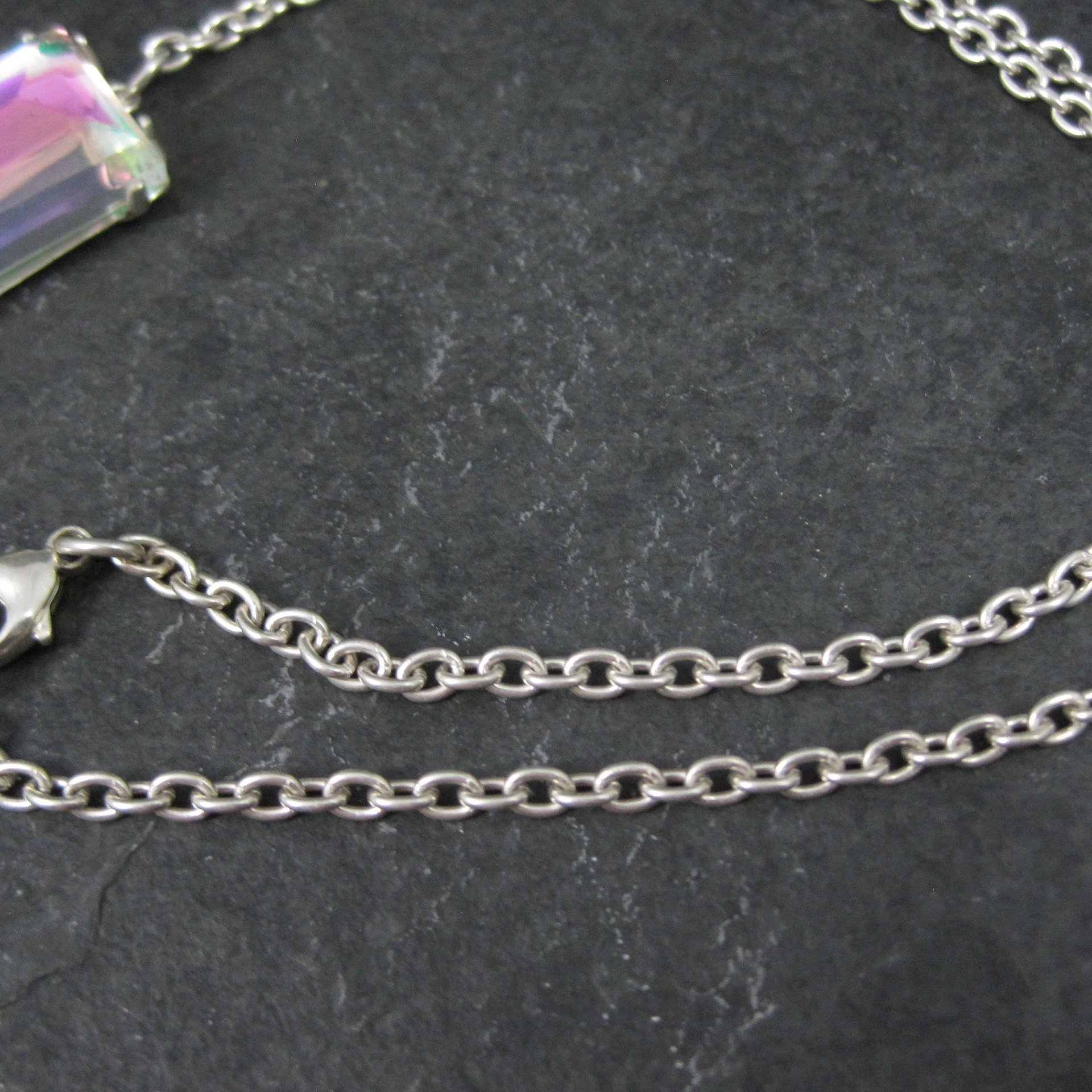 Arora Borealis Statement Necklace Estate Sterling Silver 25 Inches