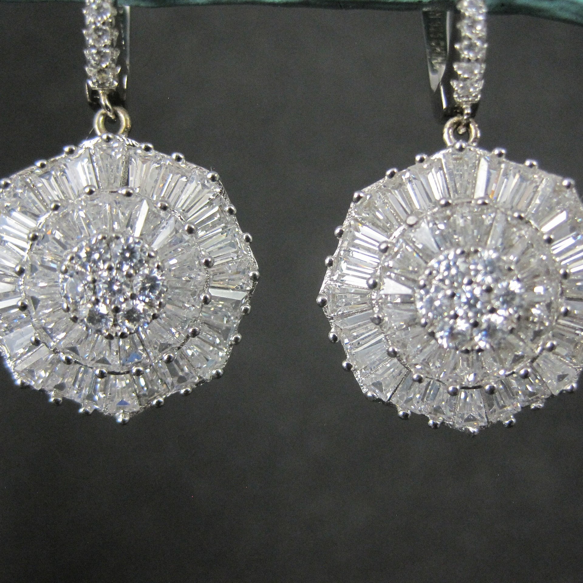 Vintage Sterling Cubic Zirconia Latch Earrings