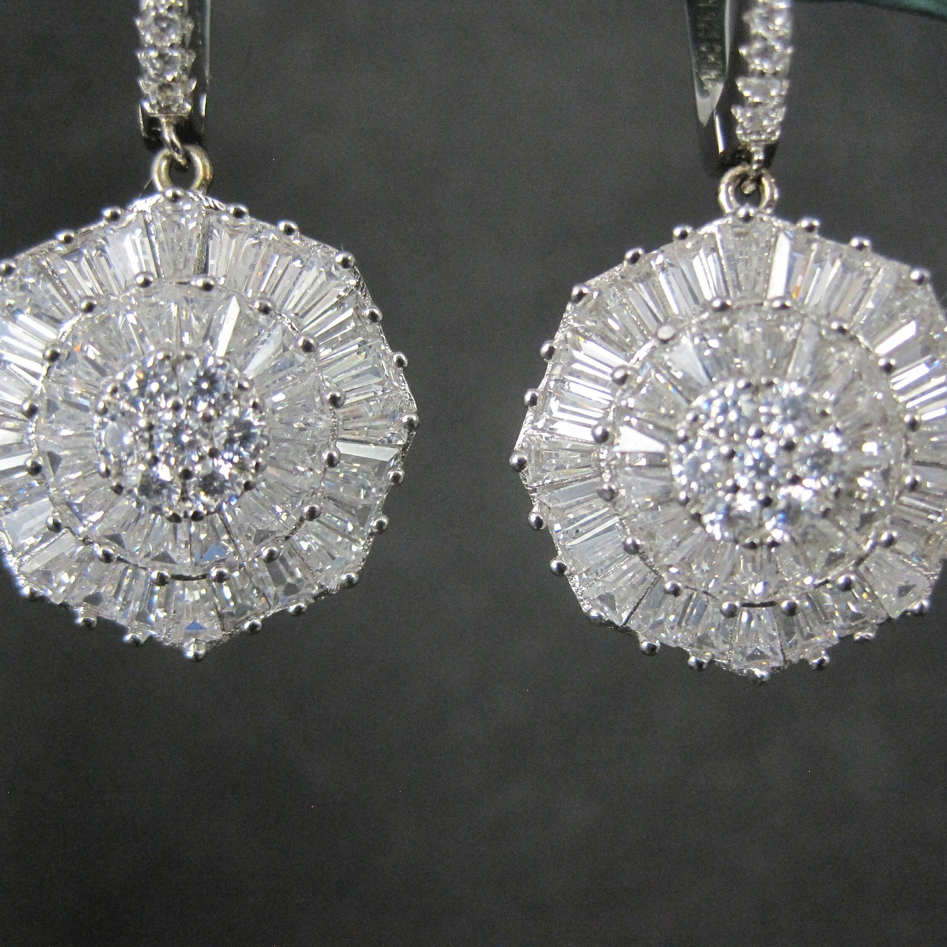 Vintage Sterling Cubic Zirconia Latch Earrings