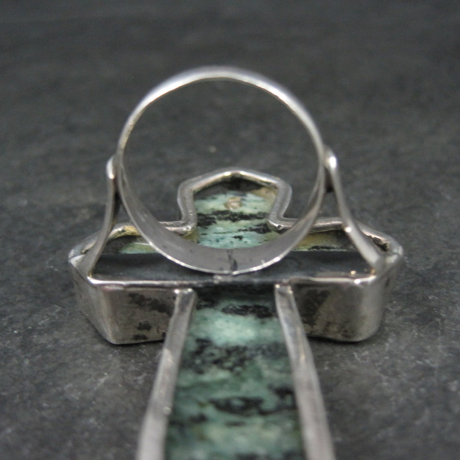 Huge Vintage Pixie Turquoise Cross Ring Size 7.5
