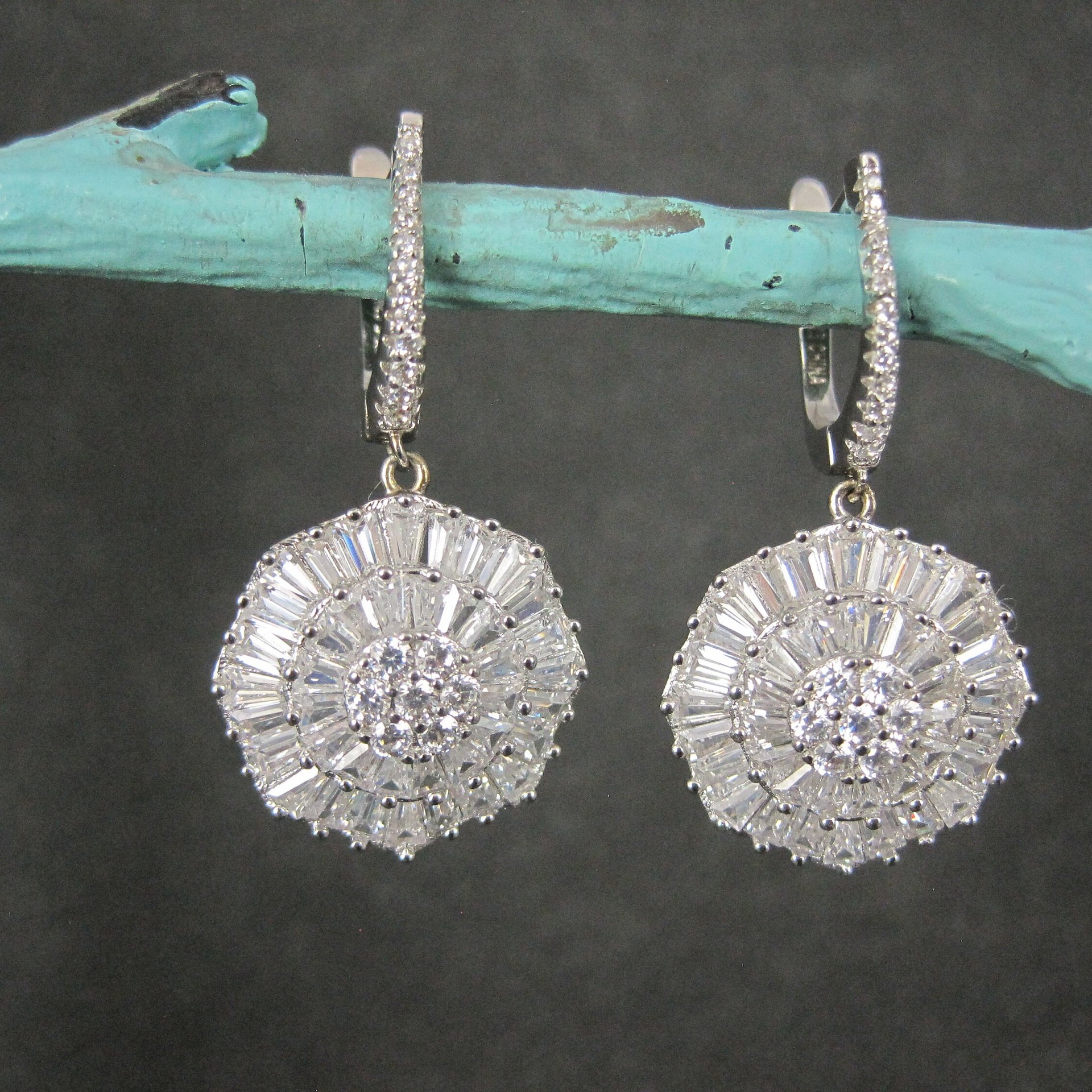 Vintage Sterling Cubic Zirconia Latch Earrings
