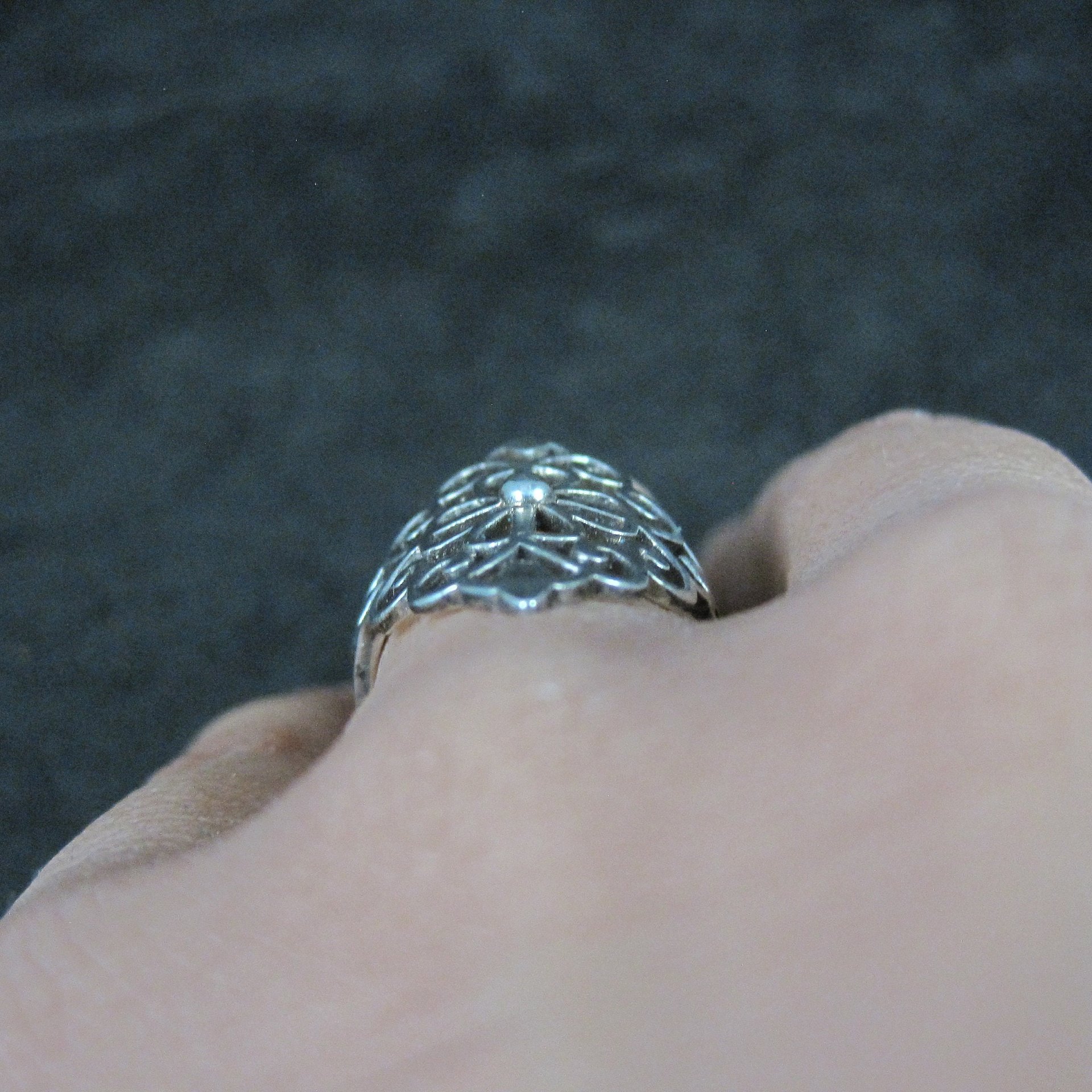 Vintage Italian Sterling Silver Filigree Flower Ring Size 5