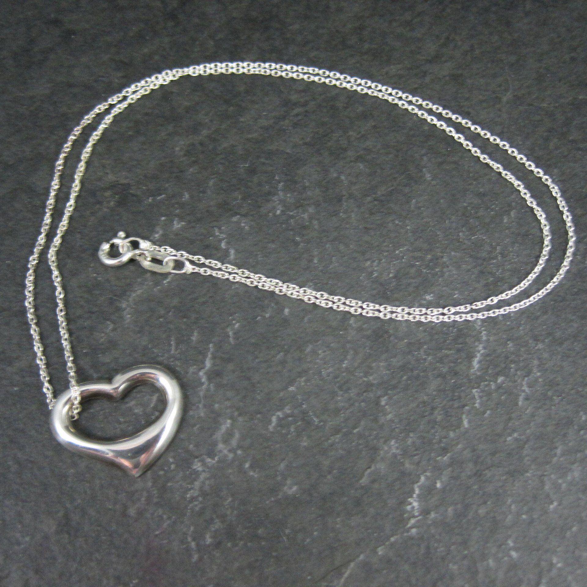 Simple Sterling Open Heart Pendant Necklace