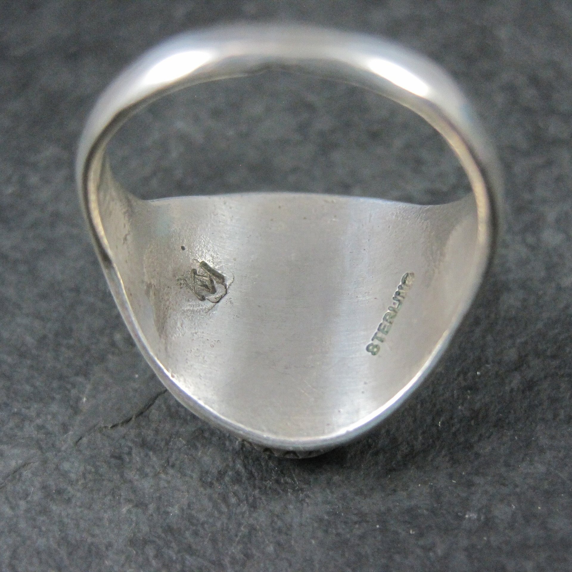 Vintage Southwestern Sterling Carved Turquoise Ring Size 12