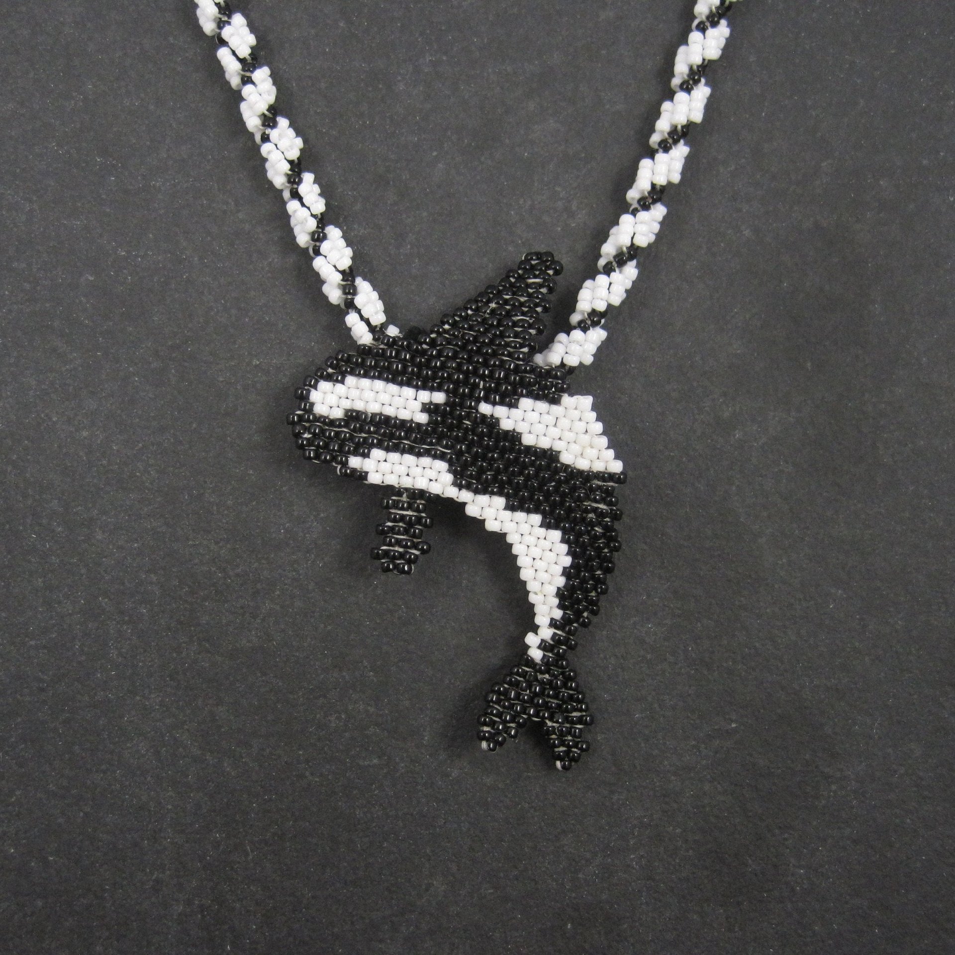 Large Alaskan Native Beaded Orca Necklace
