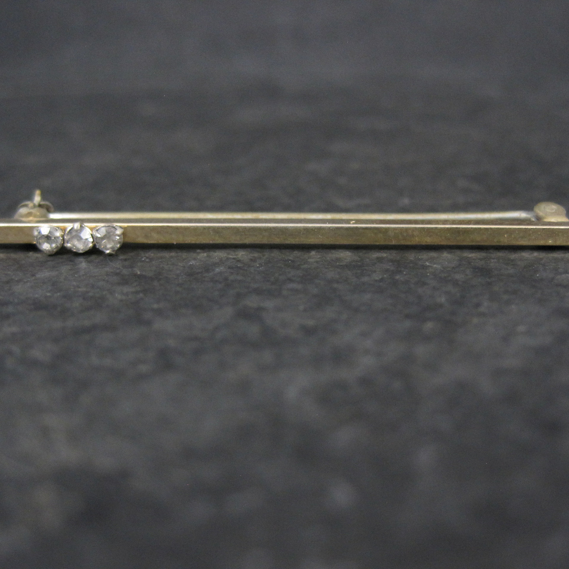 Estate Krementz 14K Faux Diamond Bar Brooch