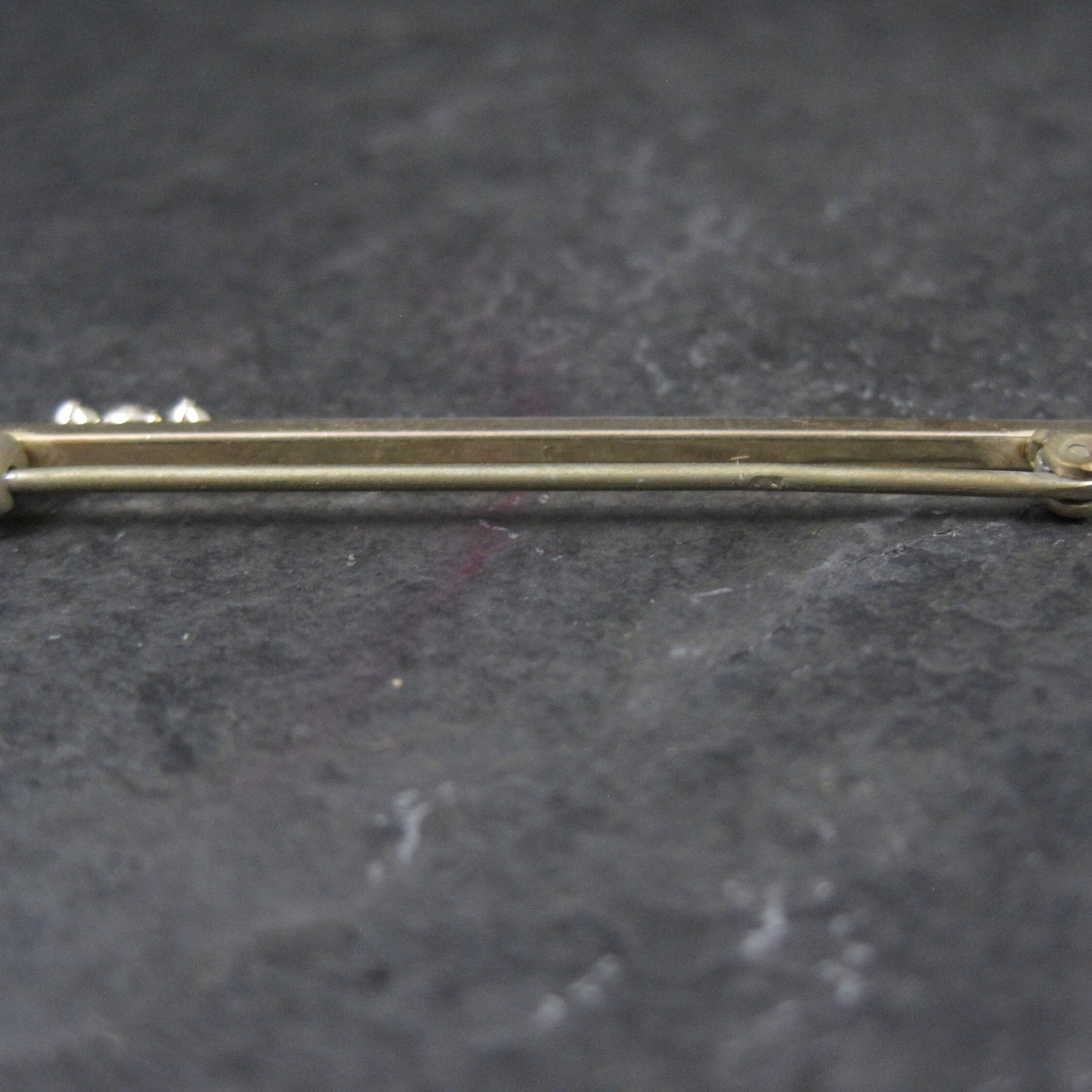 Estate Krementz 14K Faux Diamond Bar Brooch