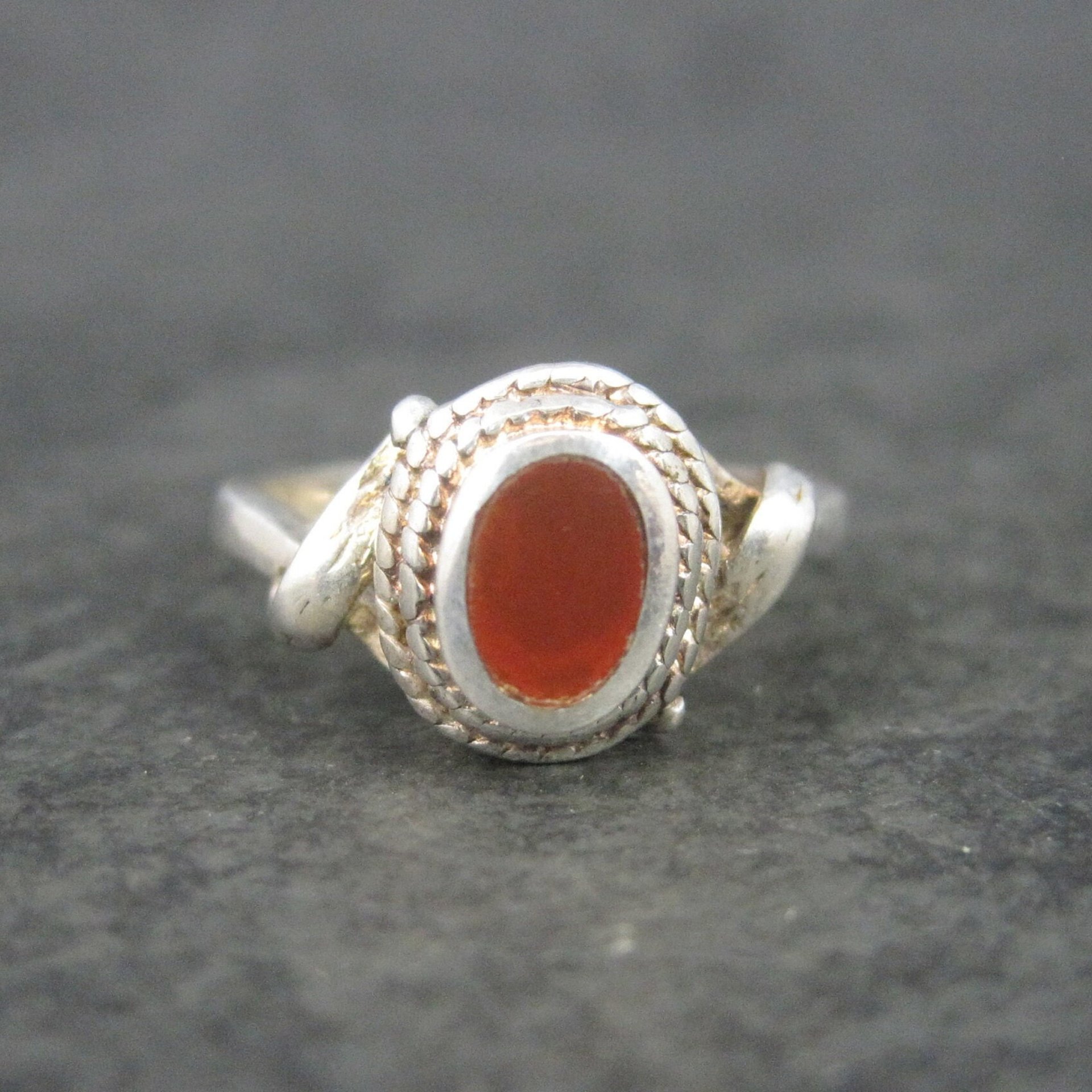 Vintage Sterling Carnelian Ring Size 5.75