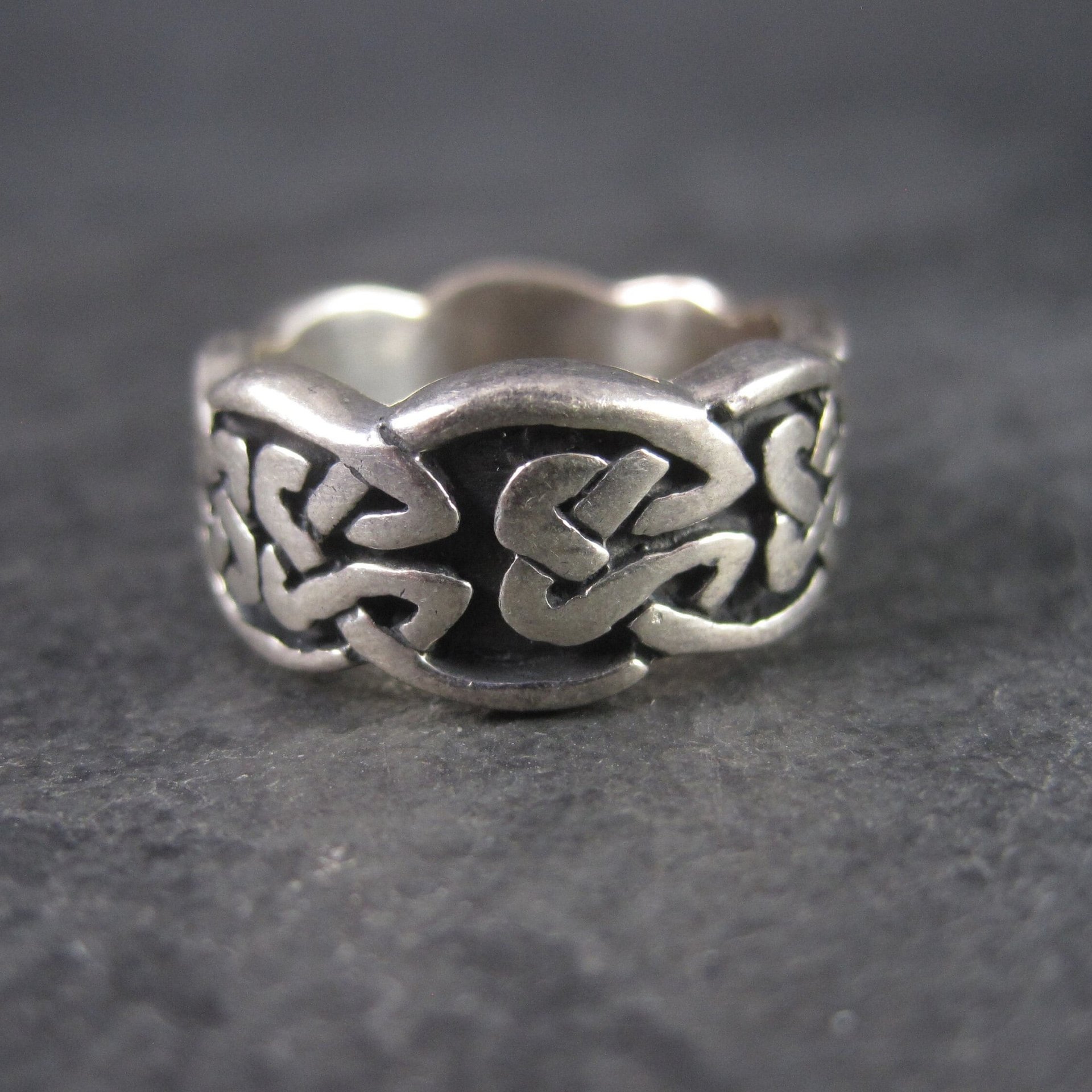 Wide Vintage 90s Sterling Celtic Band Ring Size 5